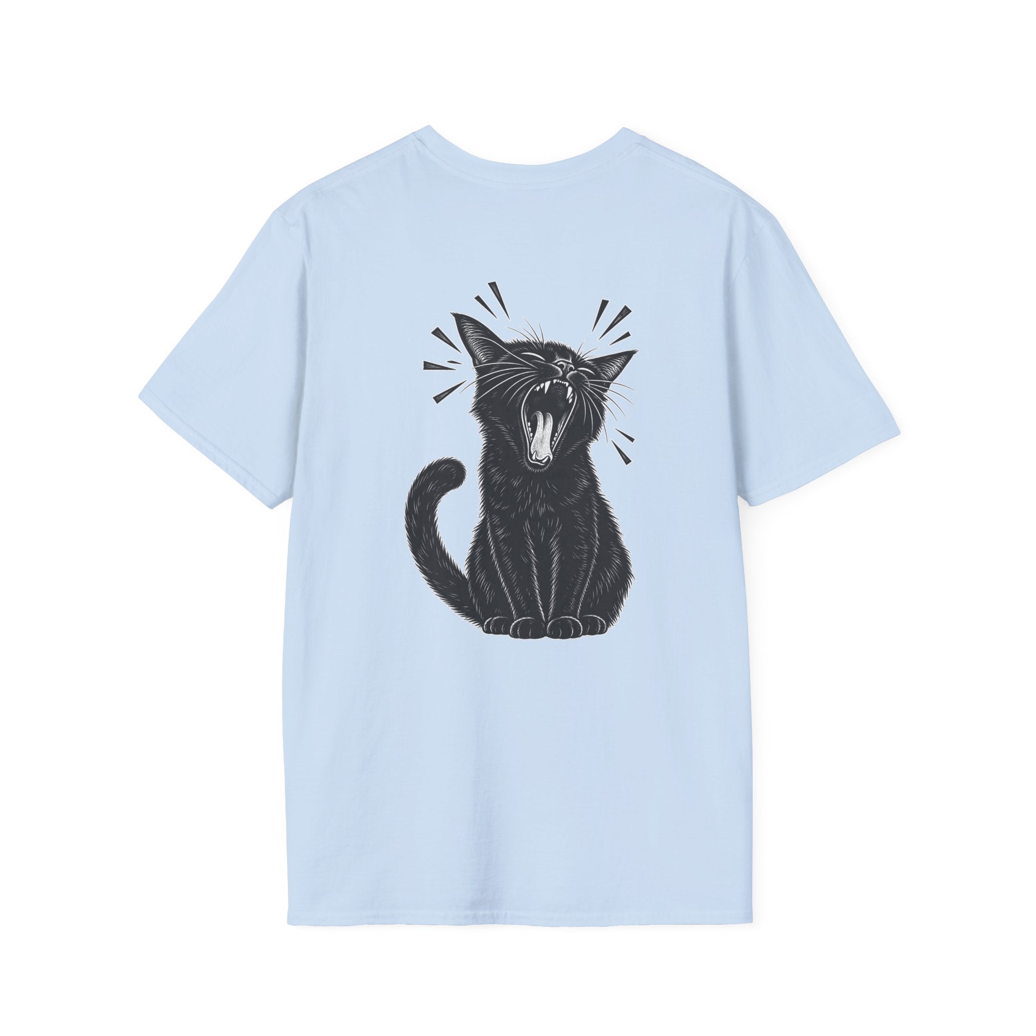 Black Cat Shirt Funny Yawn Comic Style Cat Lover Graphic Tee Unique Gift Black Cat T shirt