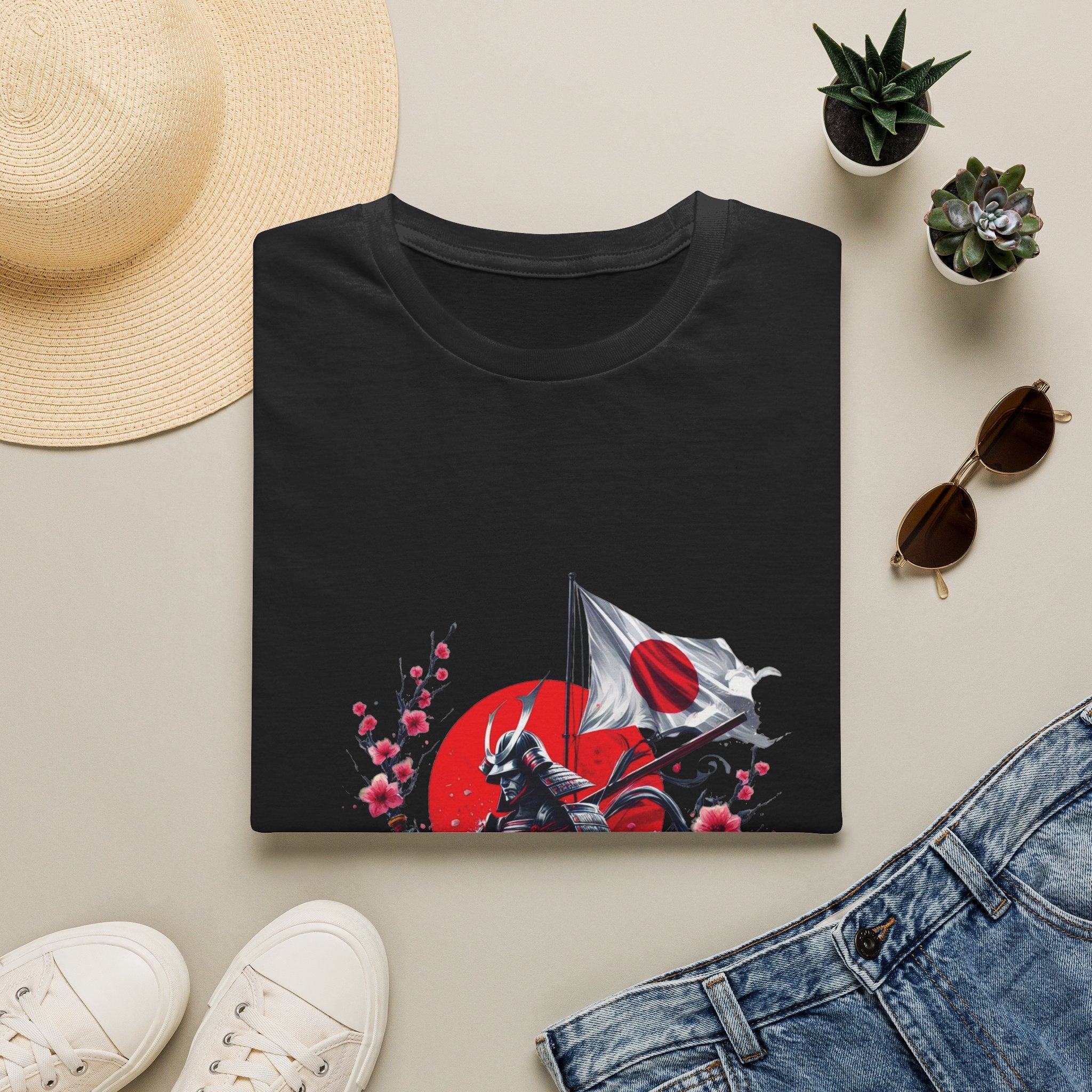Japan Unisex Softstyle T-Shirt Japanese Art Sakura Samurai Cotton Gift Unique