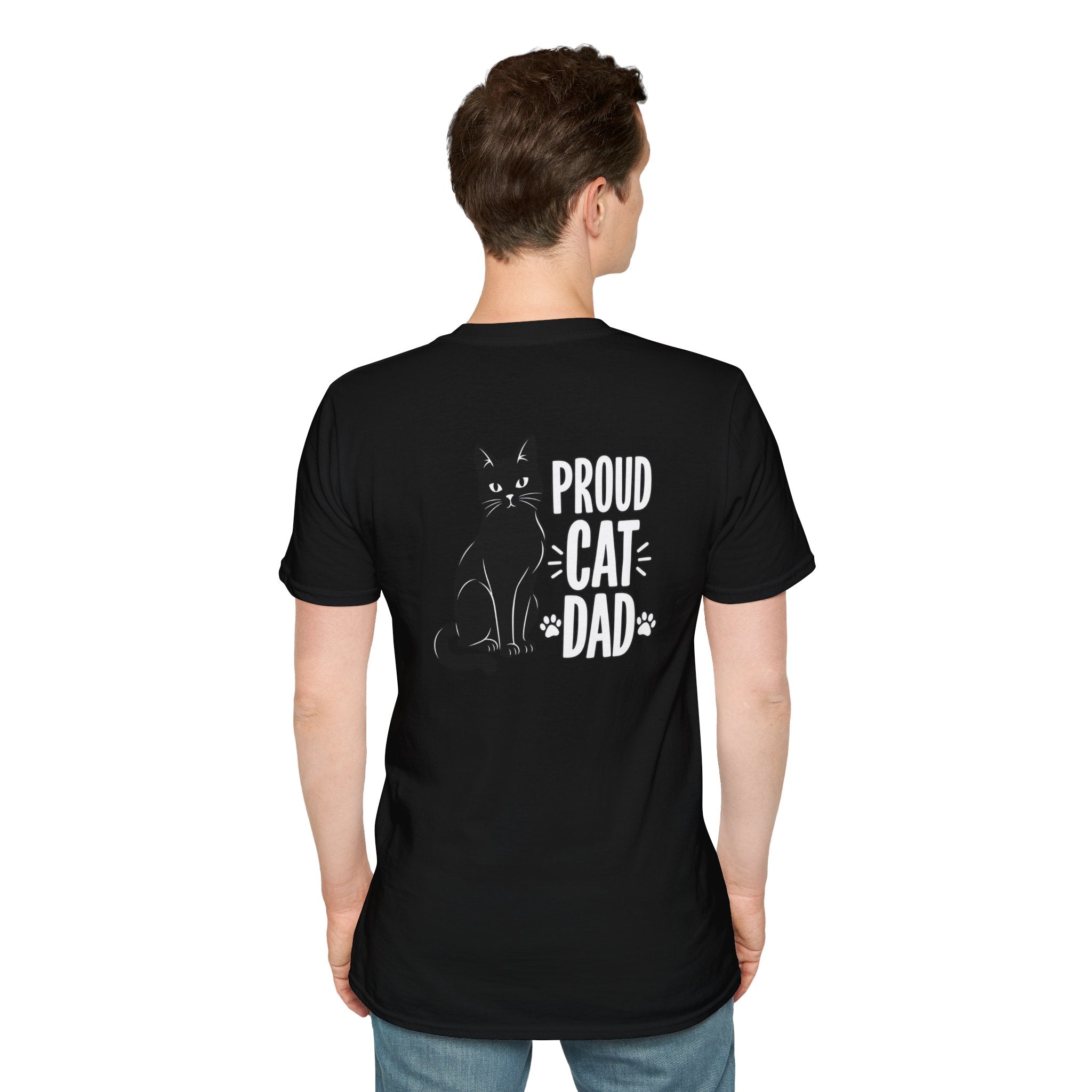Cat Dad Shirt Proud Cat Dad Black Cat Silhouette Graphic Tee Unique Gift Funny Tshirt