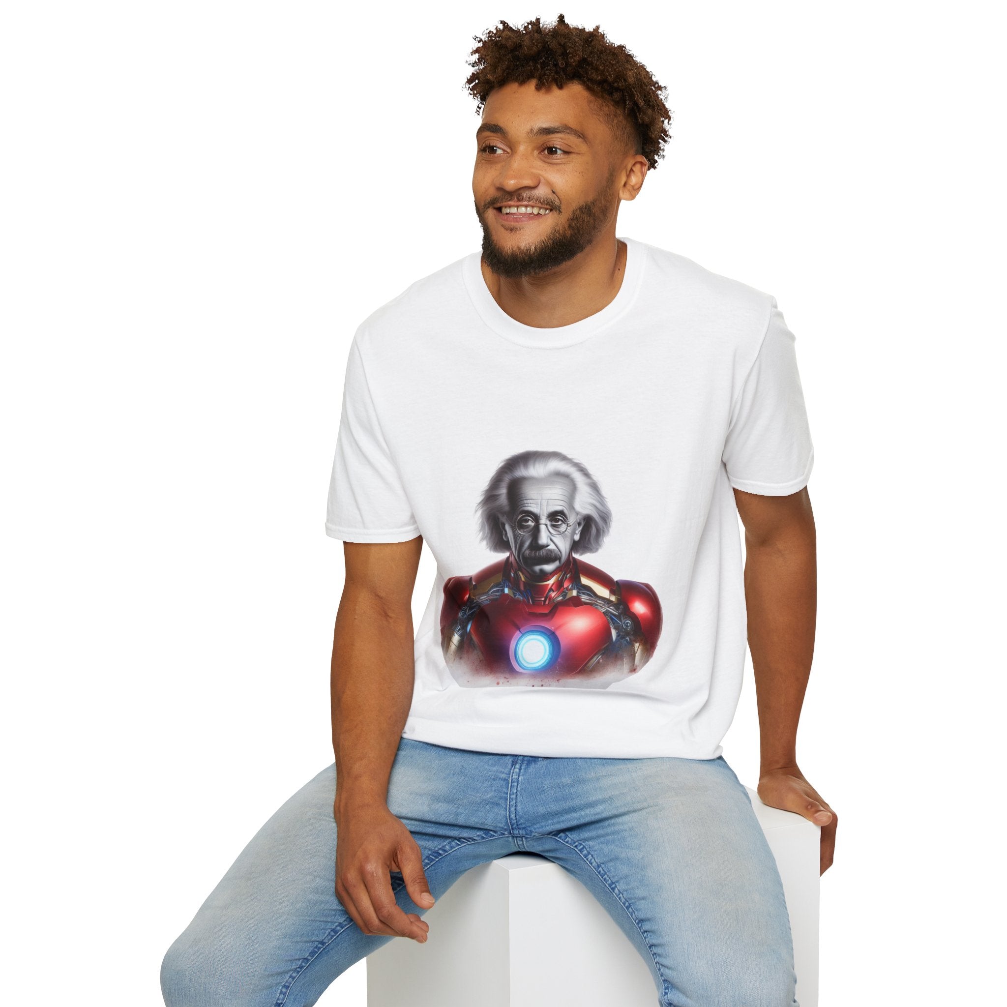 Funny Einstein Unisex Soft-style T-shirt Iron Man Albert Unique Gift Kids Art