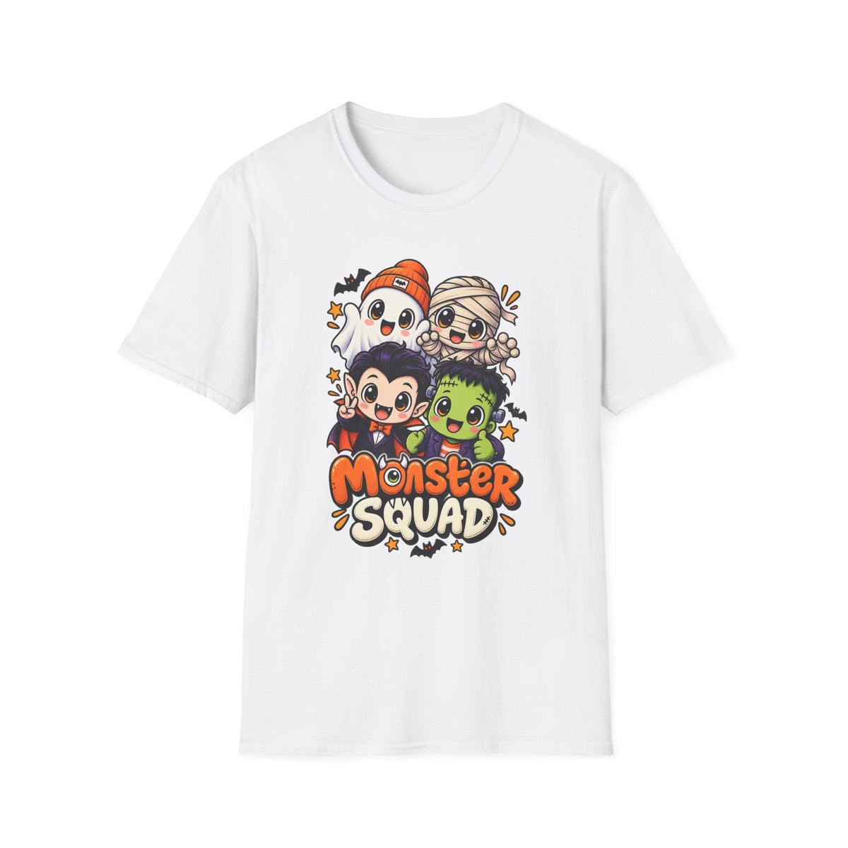Funny Monster Squad Shirt | Cute Kawaii Halloween Tee | Ghost Mummy Vampire Frankenstein Graphic T-Shirt