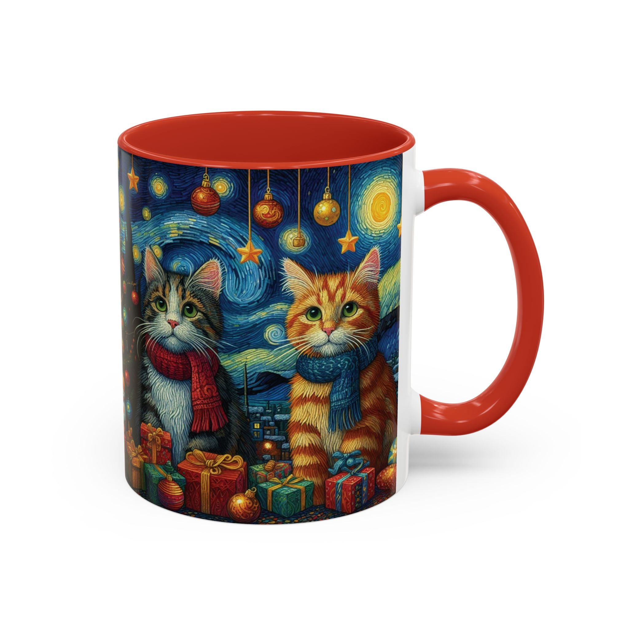 Christmas Mug Cats Mug Mom Van Gogh Art Funny Coffee Tea Ceramic Mug Cup Pink
