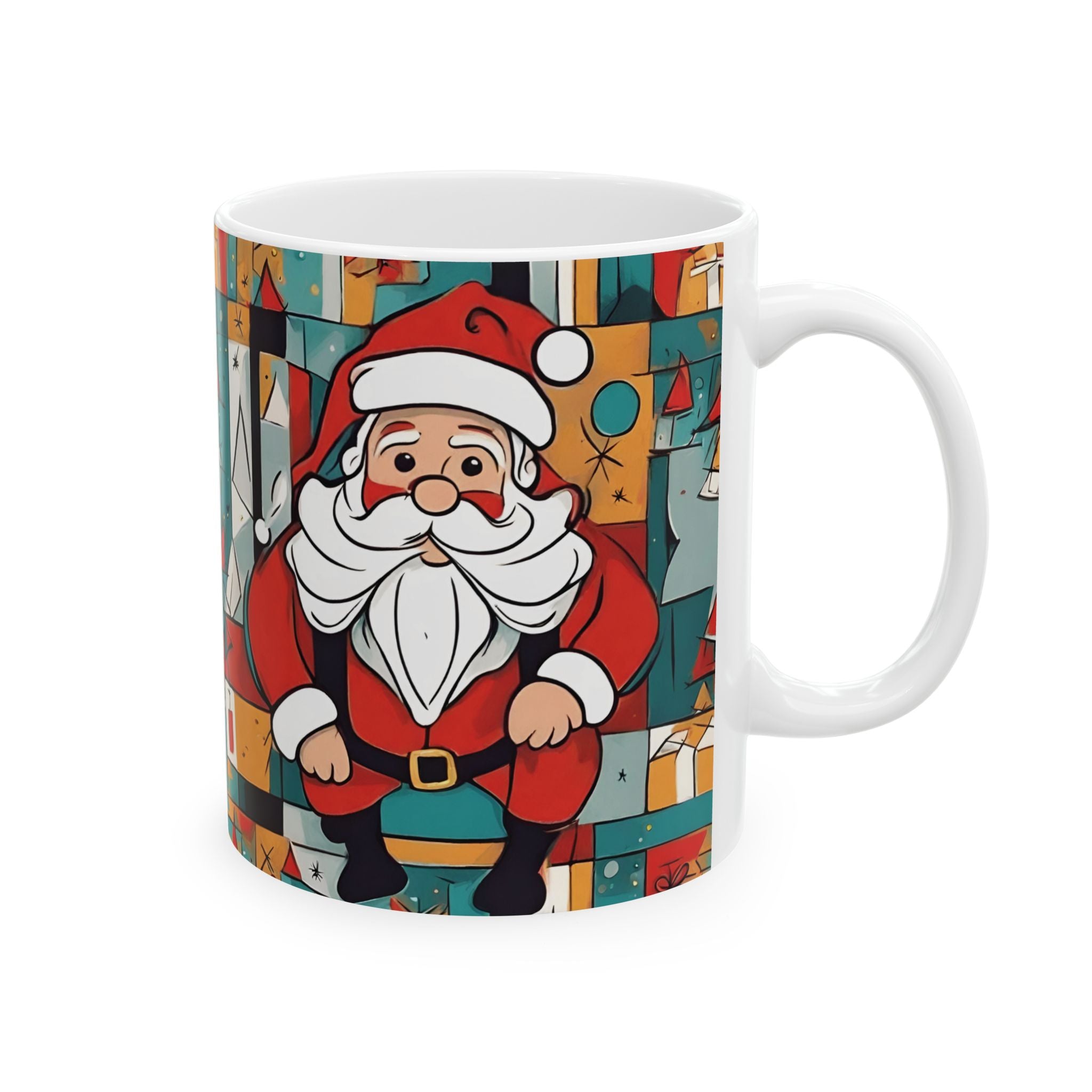 Christmas Mug Picasso Mug Art Mug Unique Funny Coffee Cup Cute Santa Gift Kids