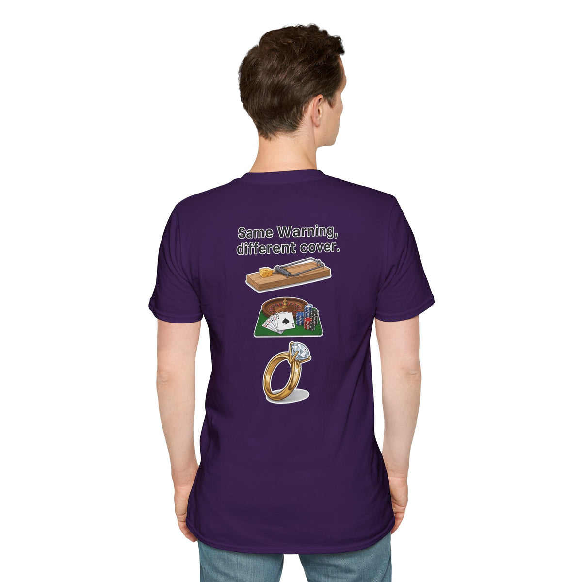 Funny Marriage T-Shirt Same Warning Different Cover Mousetrap Casino Ring Wedding Humor Shirt Groom Bachelor Party Tee