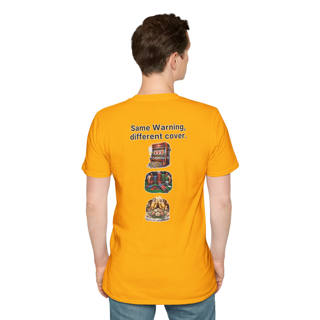 Funny Marriage T-Shirt Same Warning Different Cover Casino Gambling Wedding Humor Shirt Groom Bachelor Party Tee