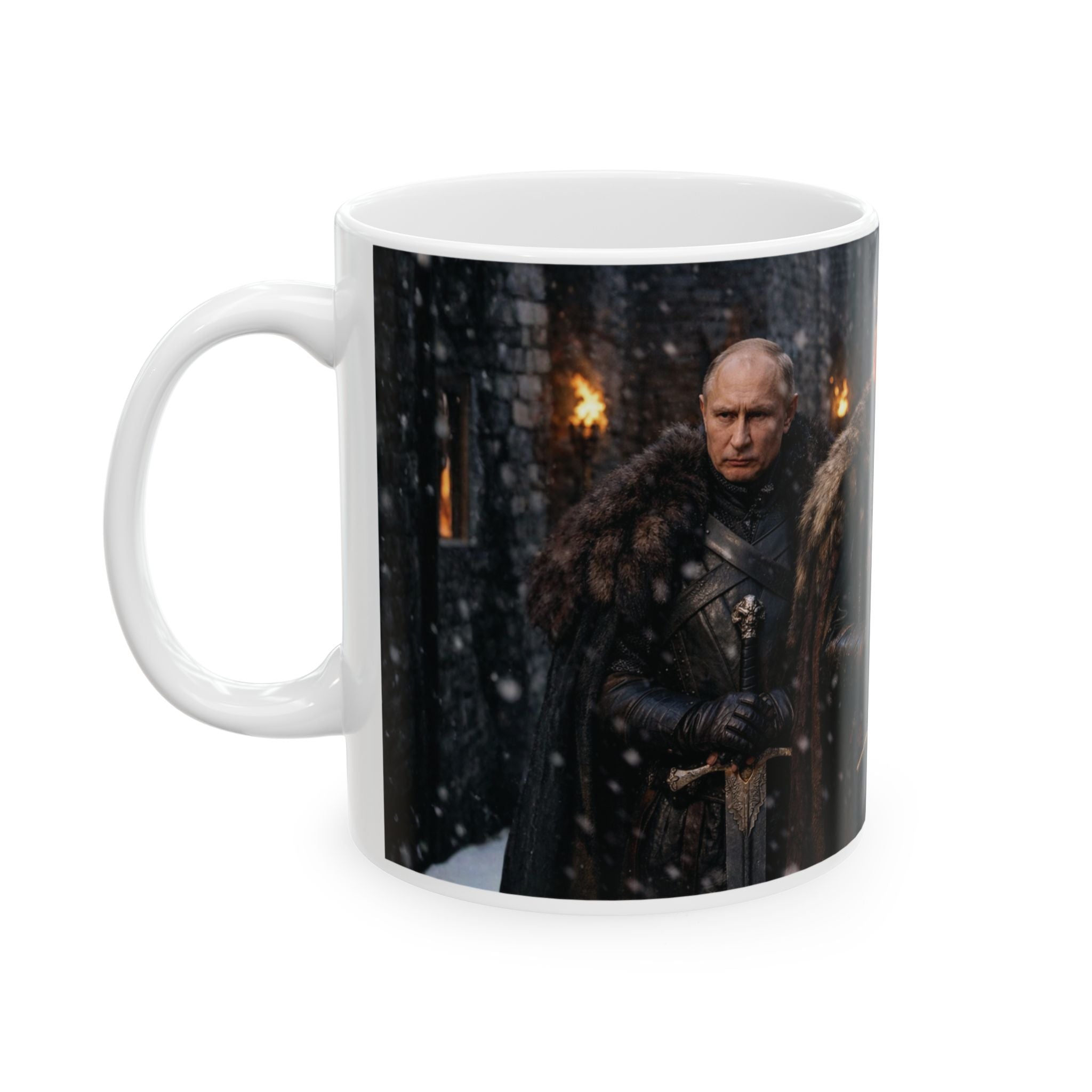 Funny Trump Putin Kim Jong in Unique Artwork Fantasy Coffee Cup Cute Gift Throne
