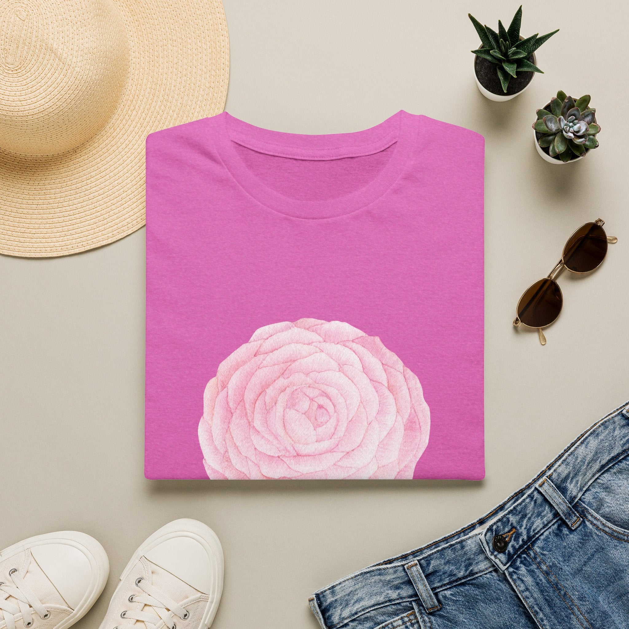 Tsubaki Japanese Camellia Unisex Softstyle T-Shirt Gift Cotton Japan Art Flower