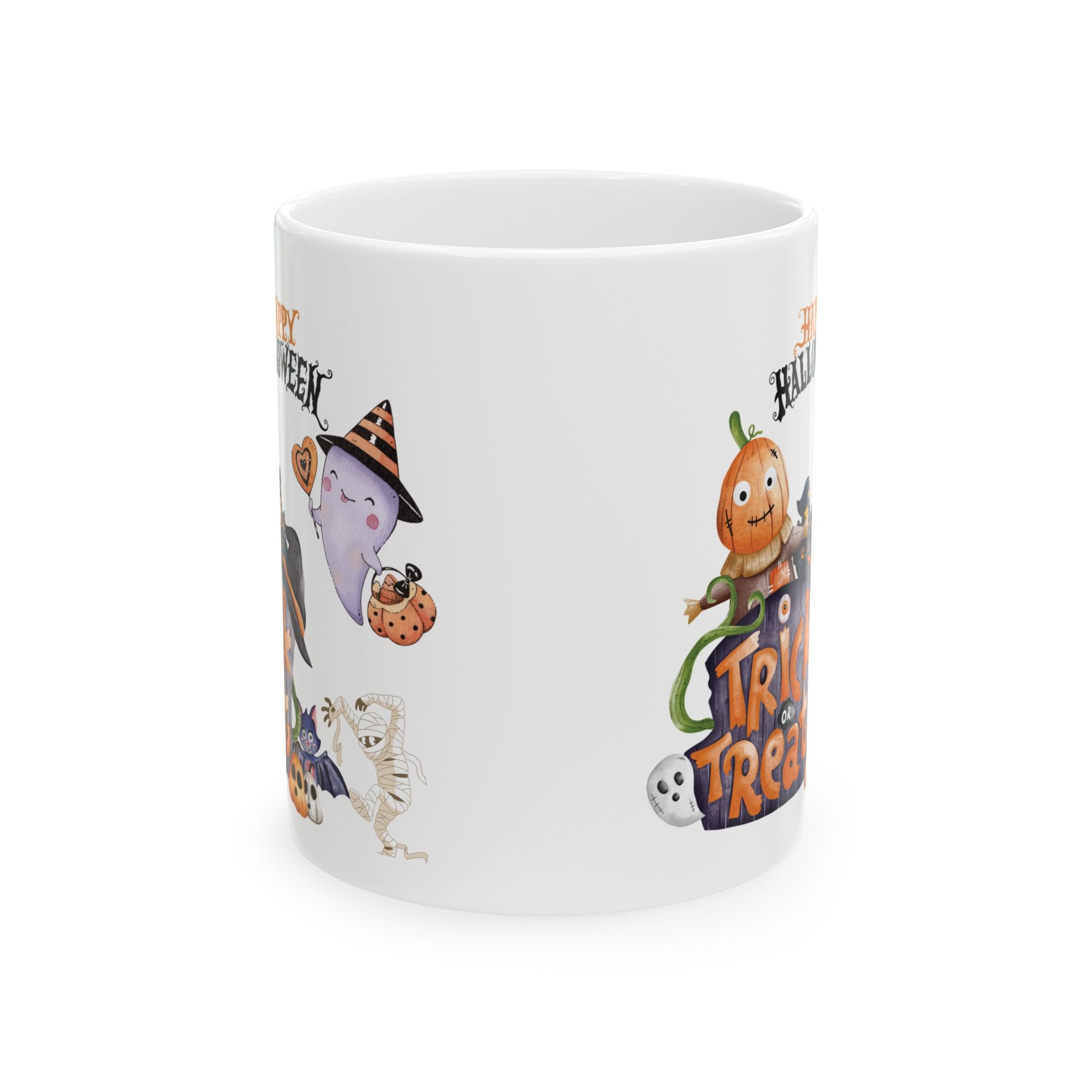 Cute Happy Halloween Funny Tea Mug Gift For Kids Pumpkin Spooky Trick Treat 11oz