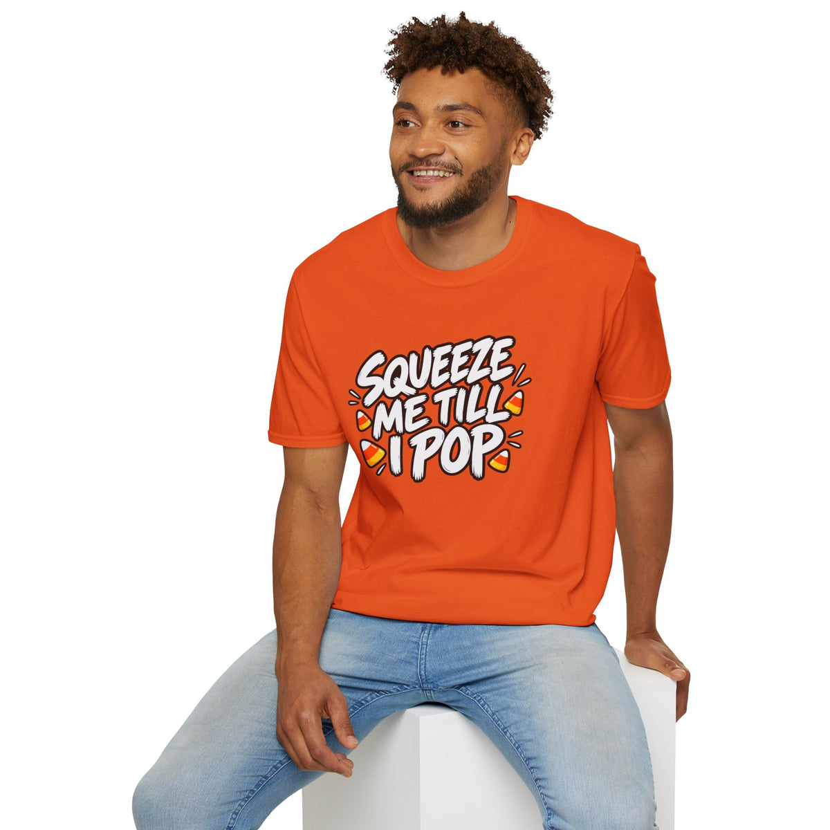 Funny Halloween Shirt Squeeze Me Till I Pop Candy Corn Novelty Tee Graphic T-Shirt