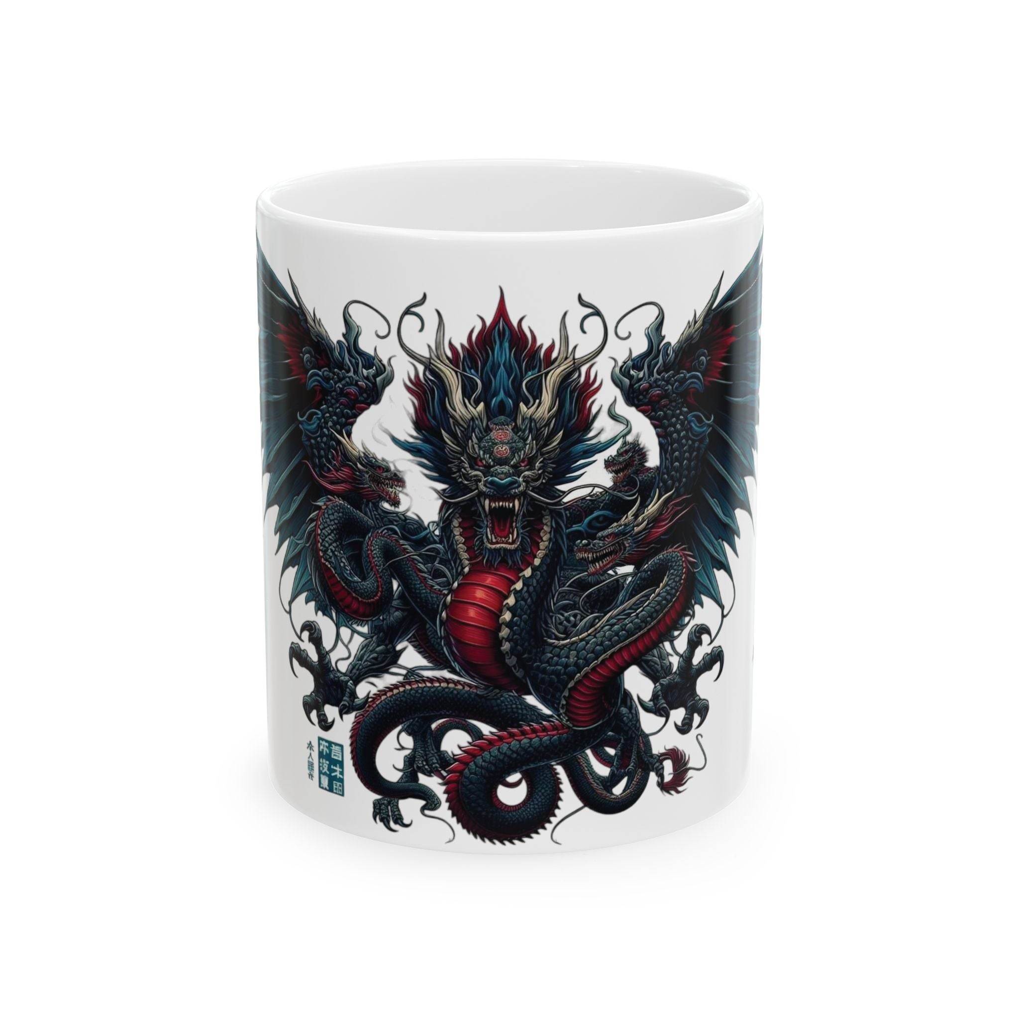 Japan Dragon Mug White Ceramic Tea Coffee Cup Unique Birthday Gift Animal Lover 11oz Dragons