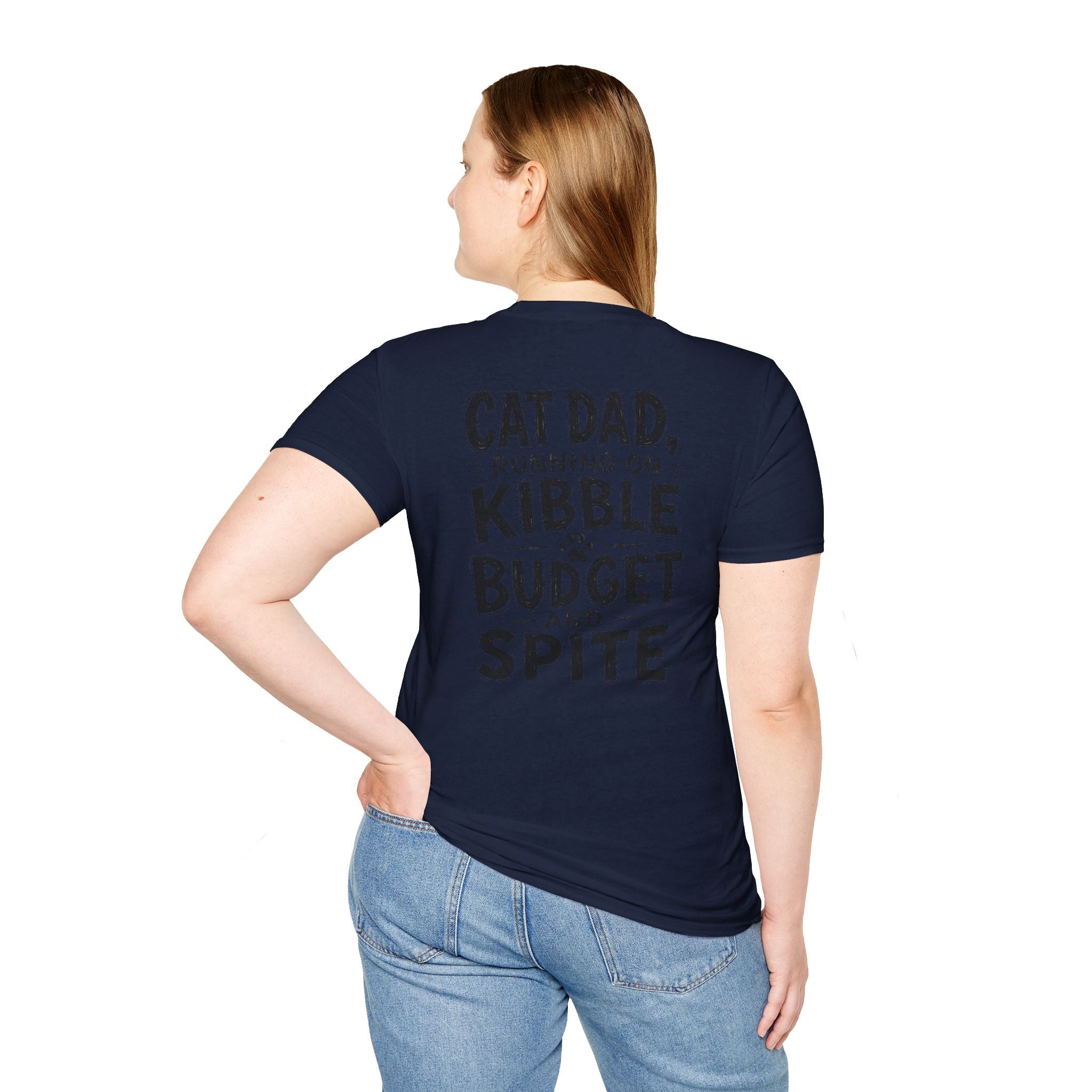 Cat Dad Shirt Running on Kibble Budget and Spite Dark Humor Tee Unique Gift Funny Tshirt