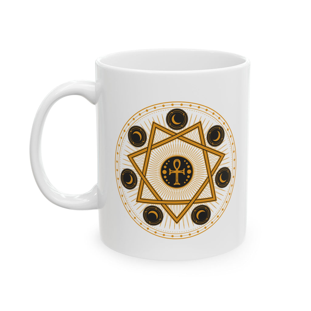 Egyptian Ankh Mug Esoteric Mason Symbol Pentagram Historic Tea Coffee Cup Gift