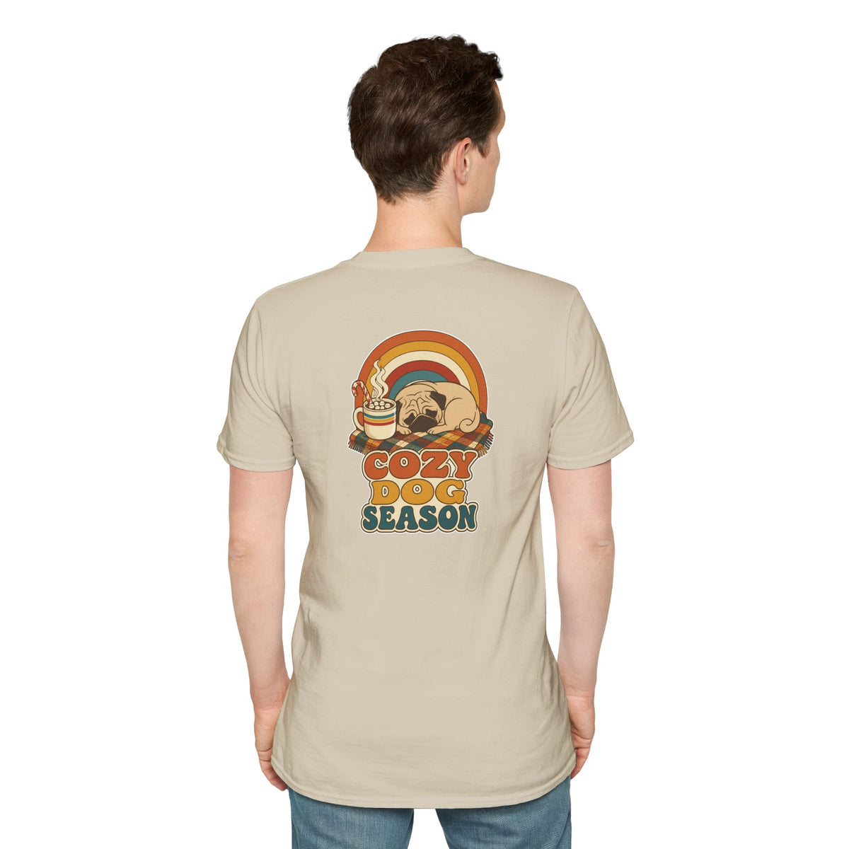 Retro Christmas Dog T-Shirt Cozy Dog Season Vintage Dog Lover Shirt Unisex Softstyle Tee Christmas Gift