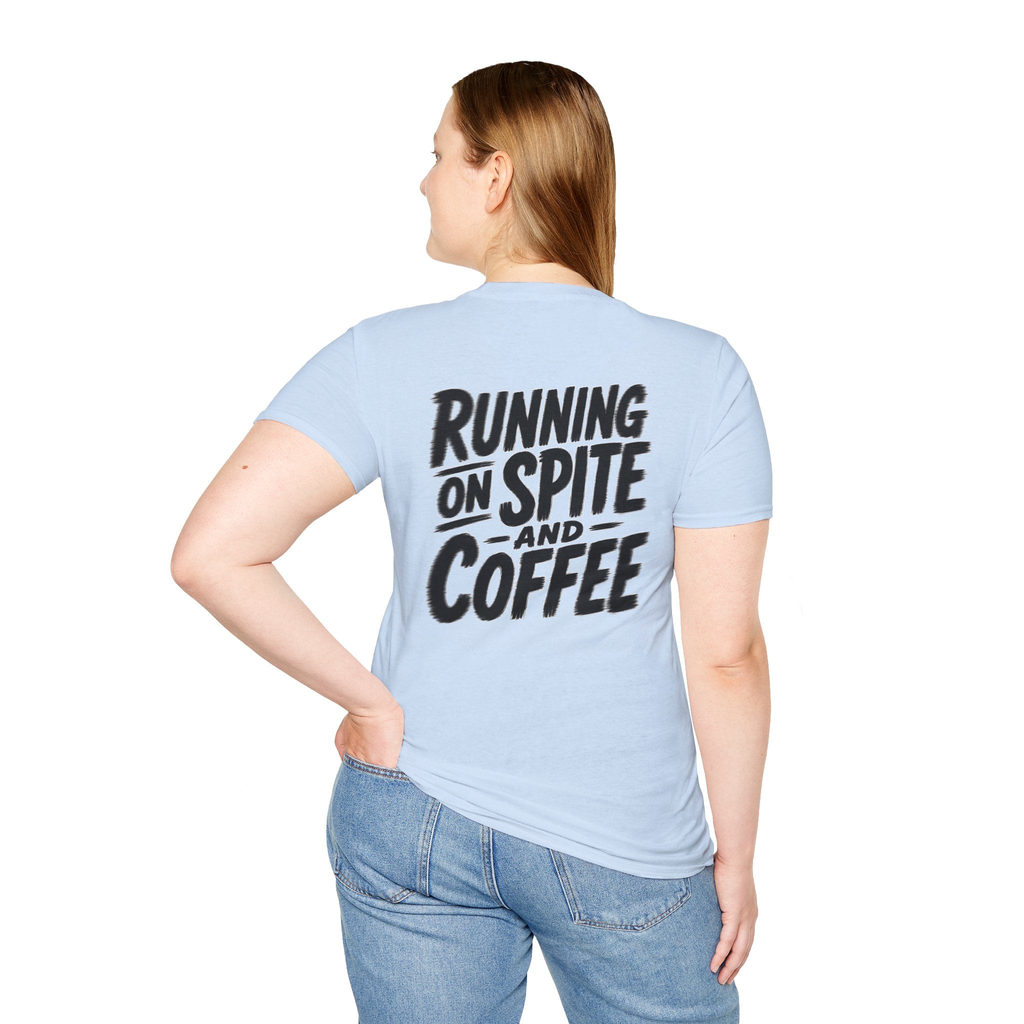 Funny Dark Humor Tshirt Running on Spite and Coffee Shirt — Dark Humor Coffee Lover Graphic Tee