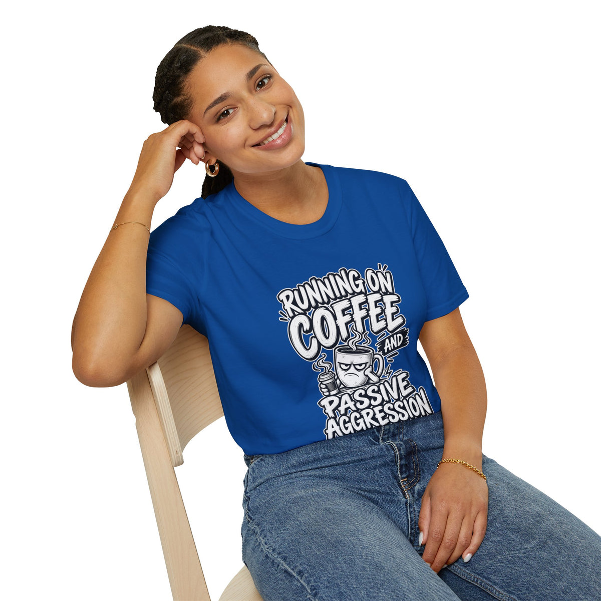 Funny Dark Humor Tshirt — Funny Office Tshirt Dark Humor Graphic Tee Unique Coworker Gift  RUNNING ON COFFEE AND PASSIVE AGGRESSION Shirt