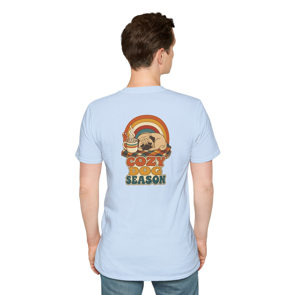 Retro Christmas Dog T-Shirt Cozy Dog Season Vintage Dog Lover Shirt Unisex Softstyle Tee Christmas Gift