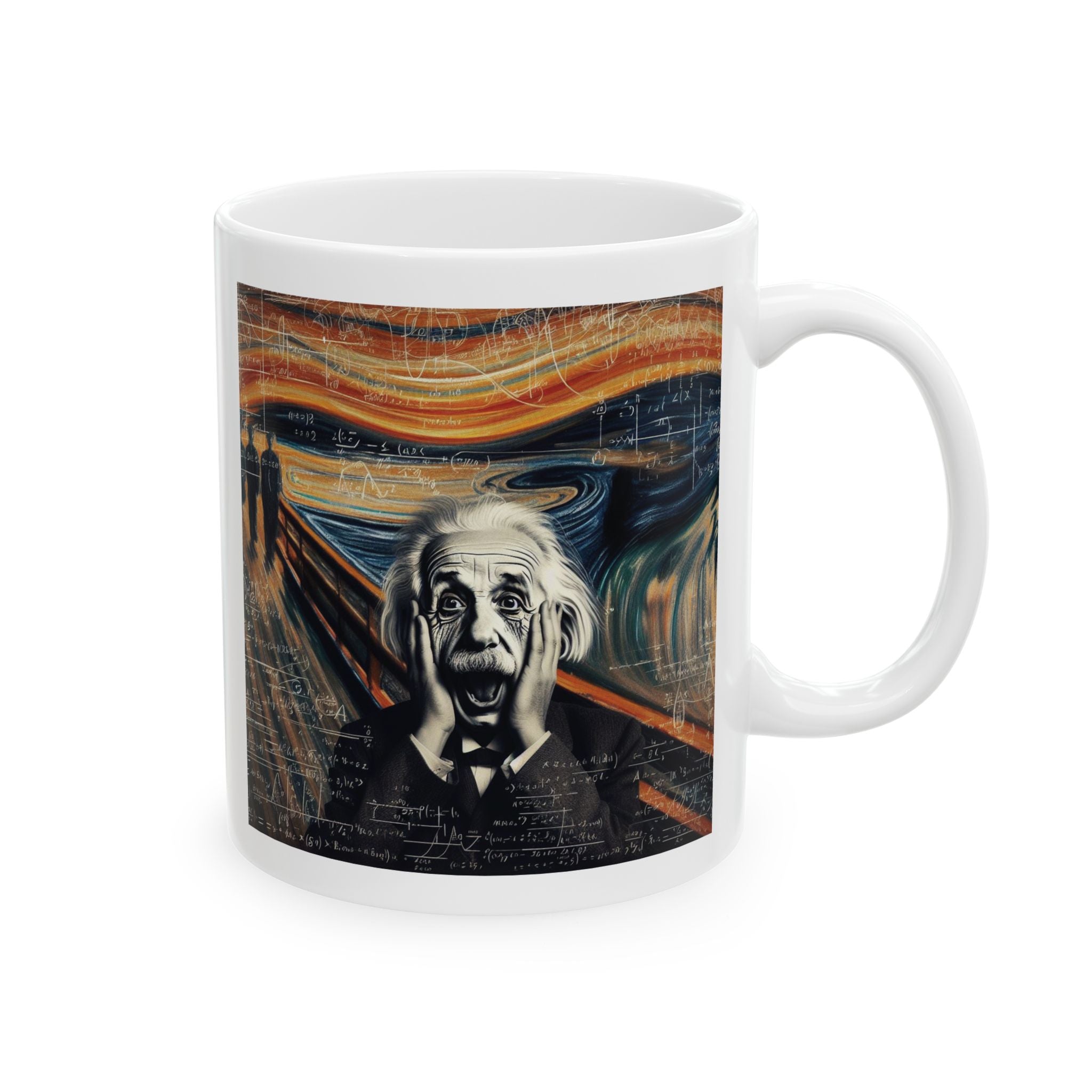 Funny Albert Einstein Mug Edvard Munch The Scream Coffee Cup Ceramic Mug Unique Gift Artwork 11oz