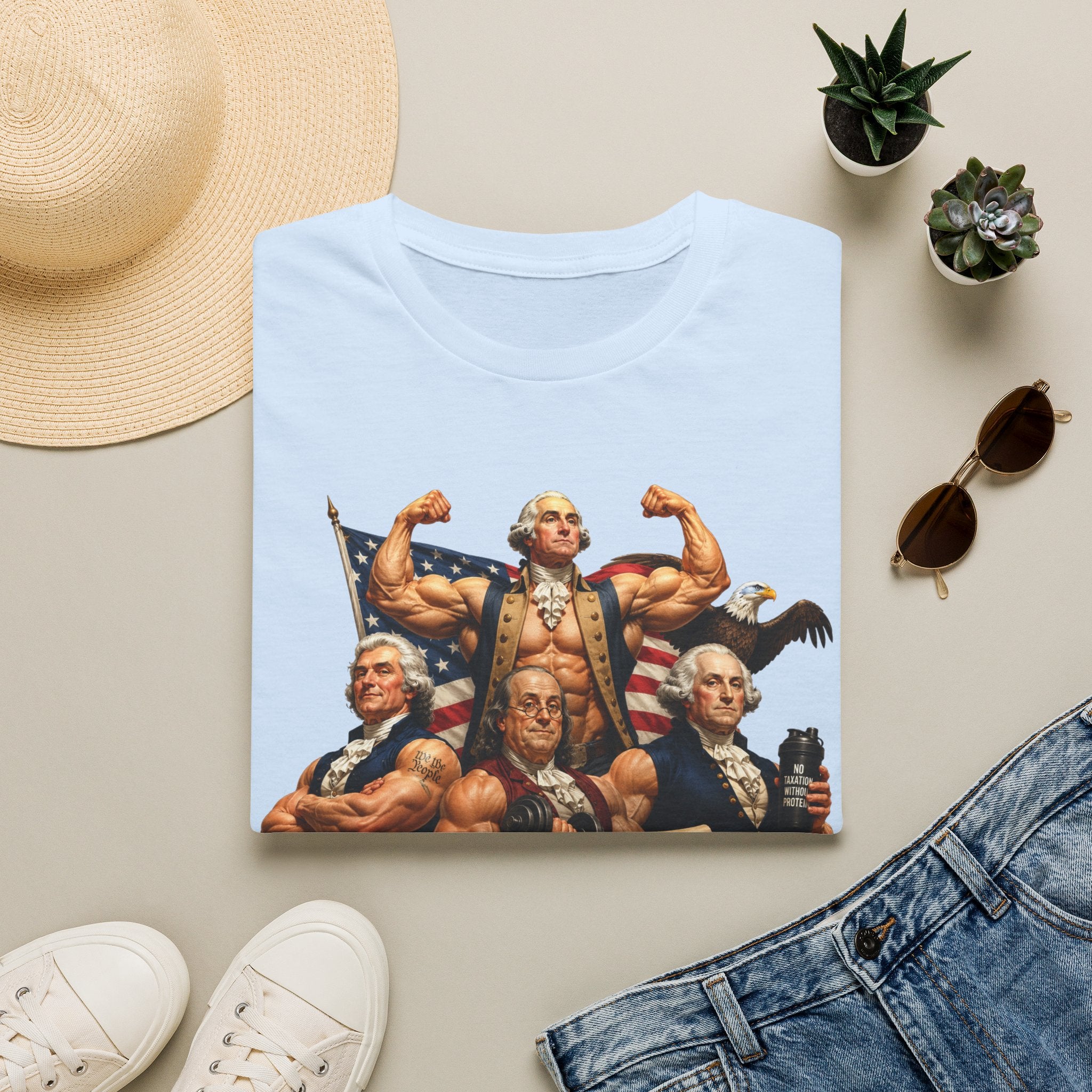 Funny USA Unisex Softstyle T-Shirt Giant Declaration Receipt Funny Patriotic T-Shirt United States of America Benjamin Franklin George Washington Tshirt