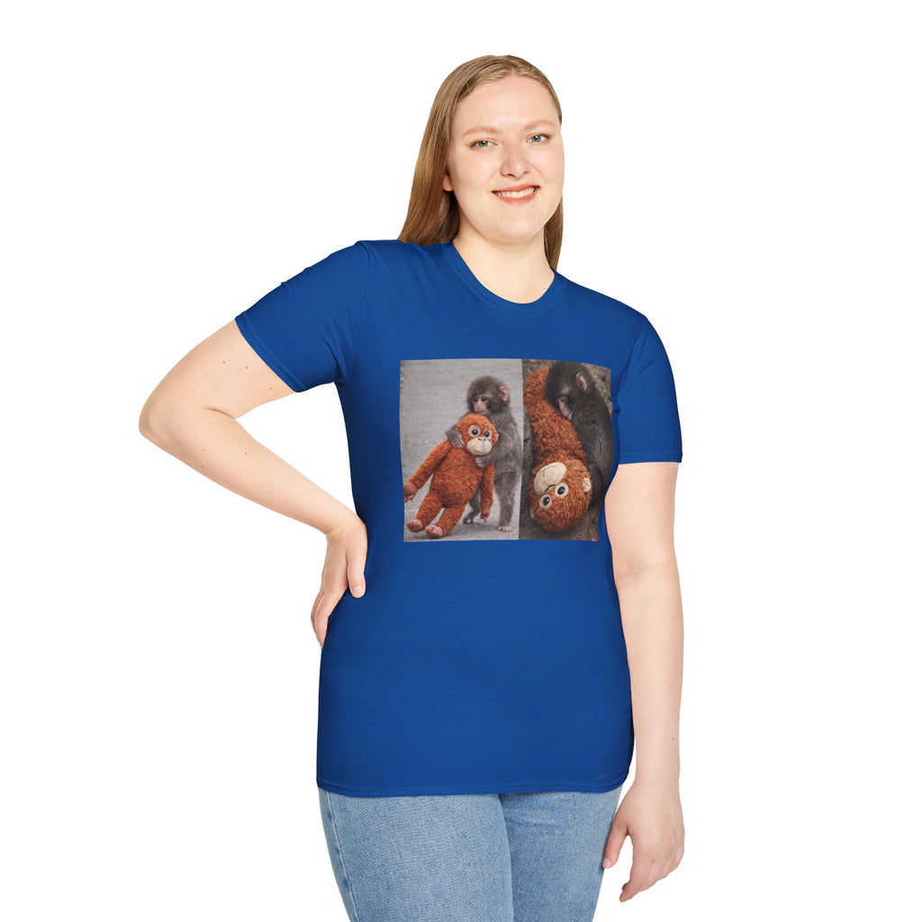 Funny Punch Monkey Viral Animal Tshirt Cute Trendy Unisex Softstyle T-Shirt Gift