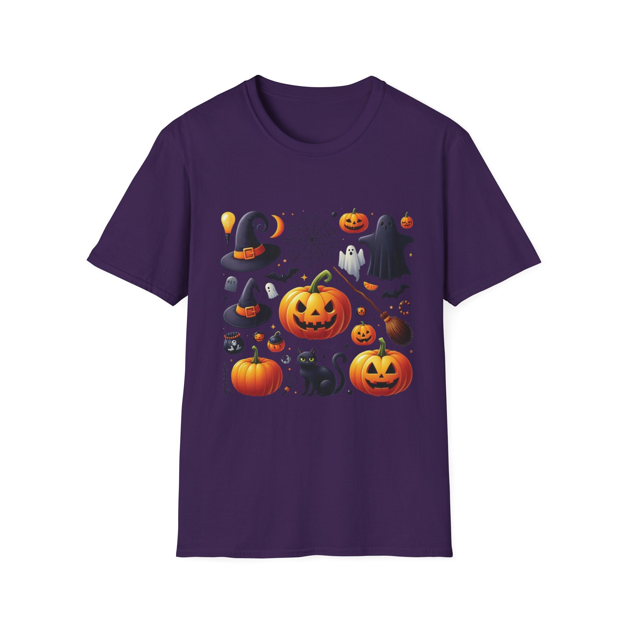Halloween Pumpkin Face Funny Scary Mens Cotton T-Shirt Tee Top Unisex Women Gift