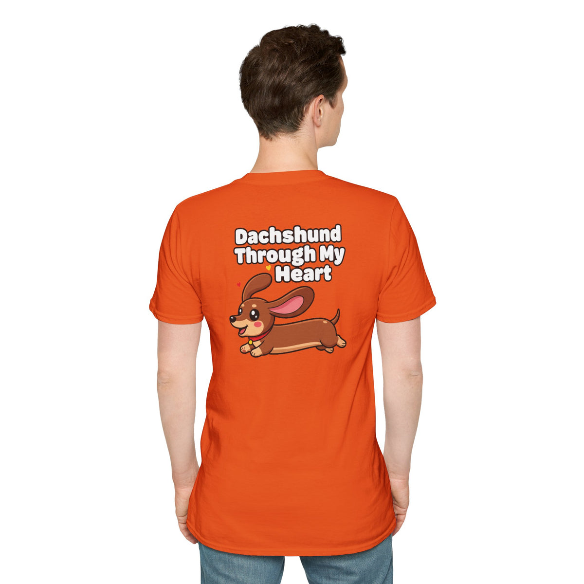 Cute Dachshund Shirt Dachshund Through My Heart Funny Dog Lover Unisex Softstyle Tee Gift