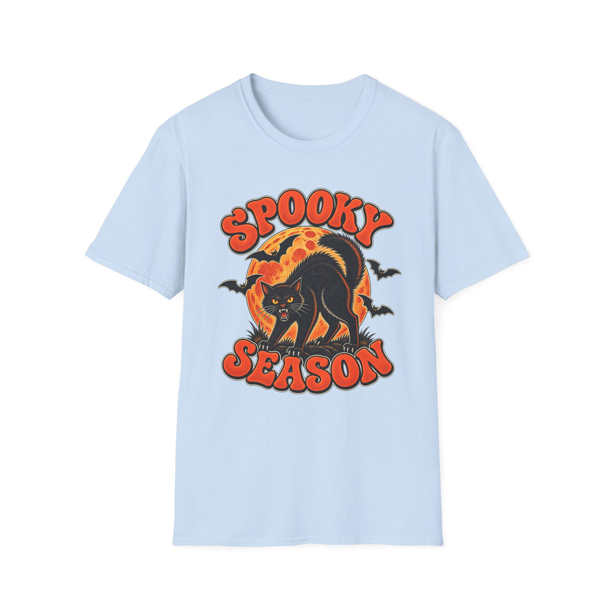 Retro Black Cat Halloween Shirt | Vintage Spooky Season Graphic Tee | Womens Halloween T-Shirt