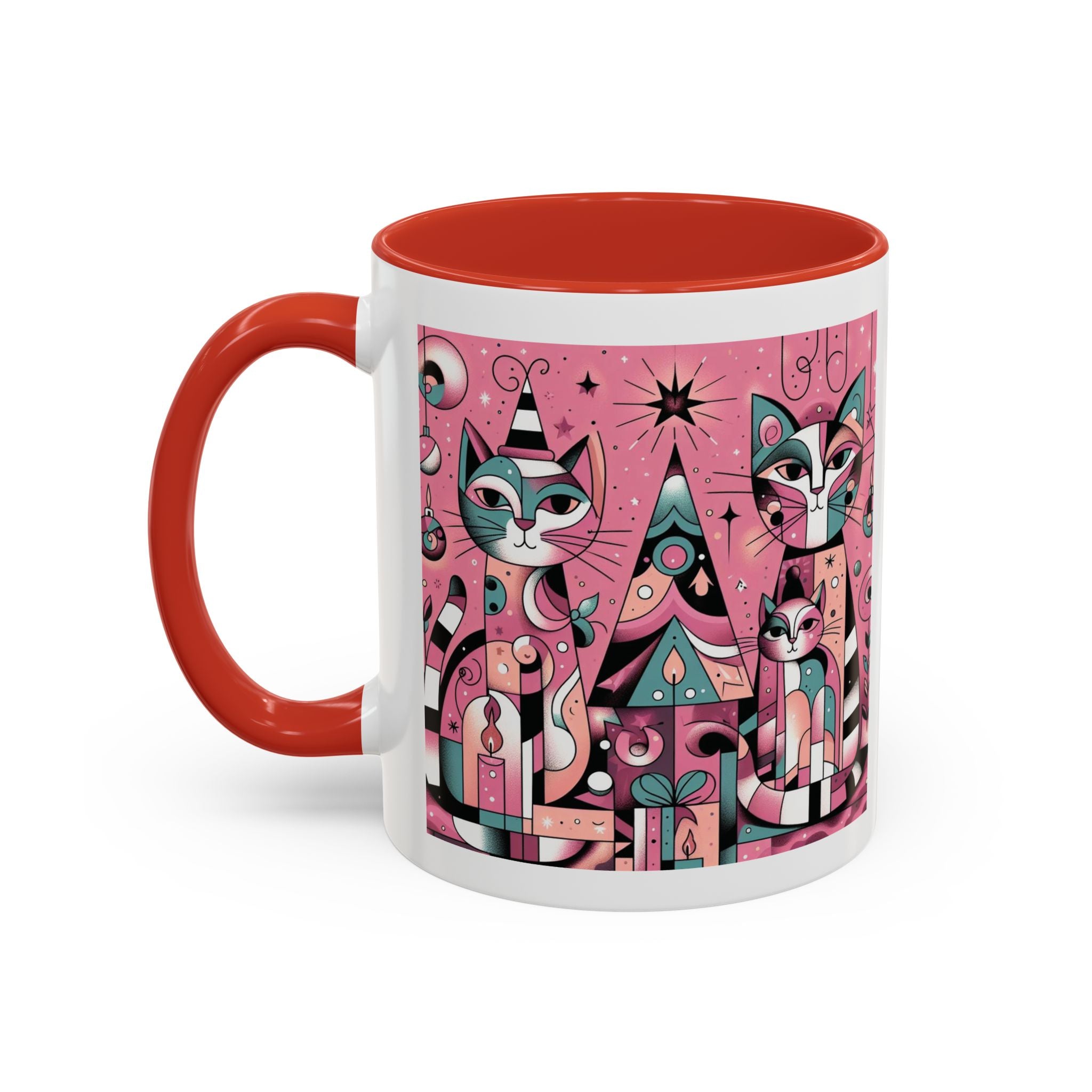 Christmas Mug Pink Cats Mug Mom Picasso Art Funny Coffee Tea Ceramic Cup Gift