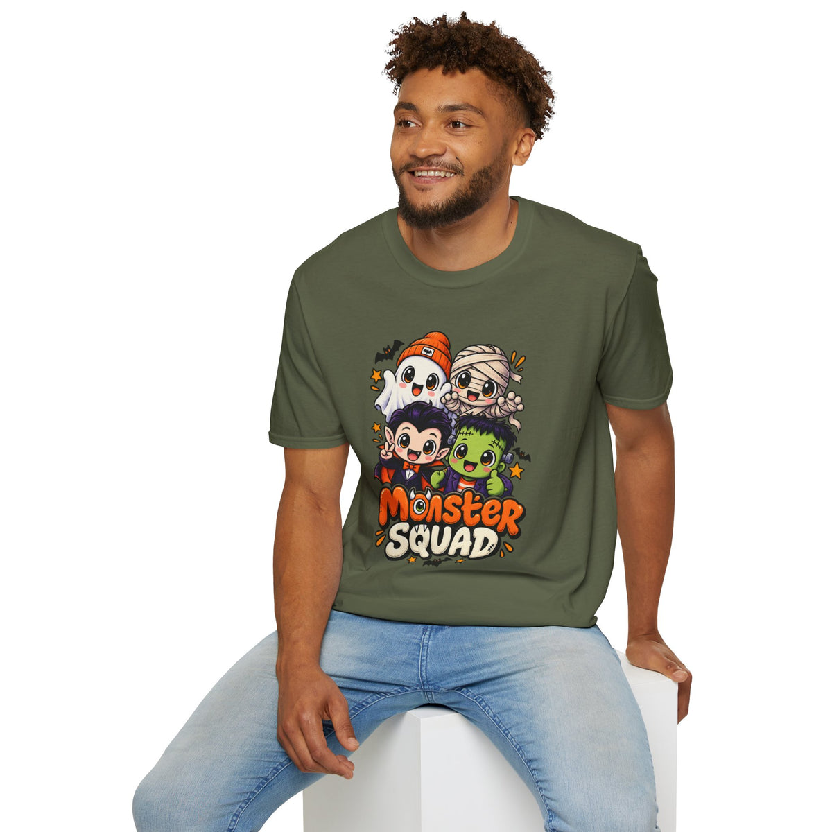 Funny Monster Squad Shirt | Cute Kawaii Halloween Tee | Ghost Mummy Vampire Frankenstein Graphic T-Shirt