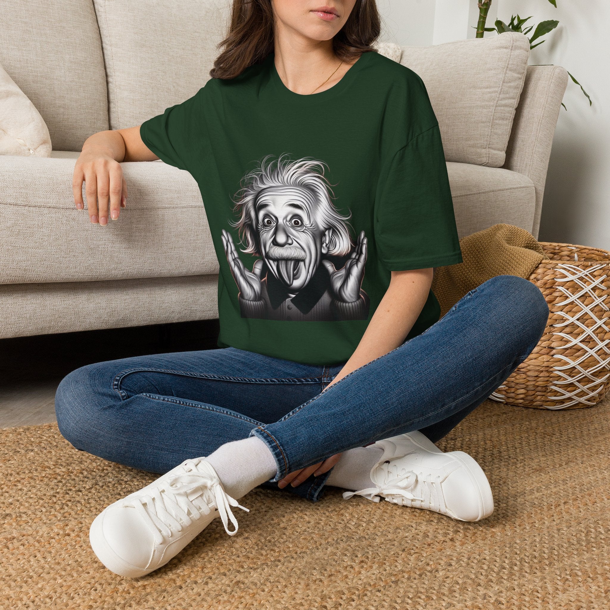 Funny Albert Einstein Print T-Shirt Unisex Softstyle T-Shirt Cotton Unique Gift