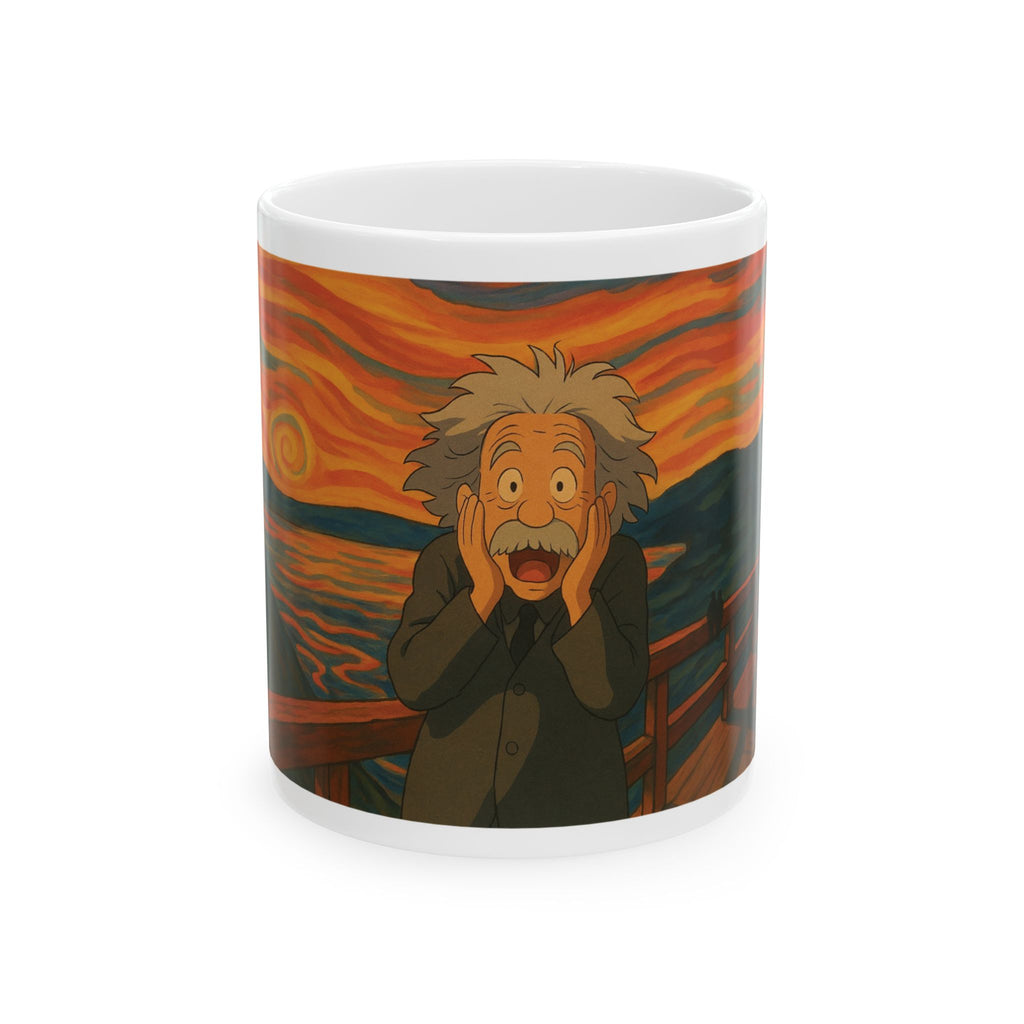 Funny Einstein Mug Ghibli Style Edvard Munch The Scream Ceramic Coffee Cup Gift 11oz