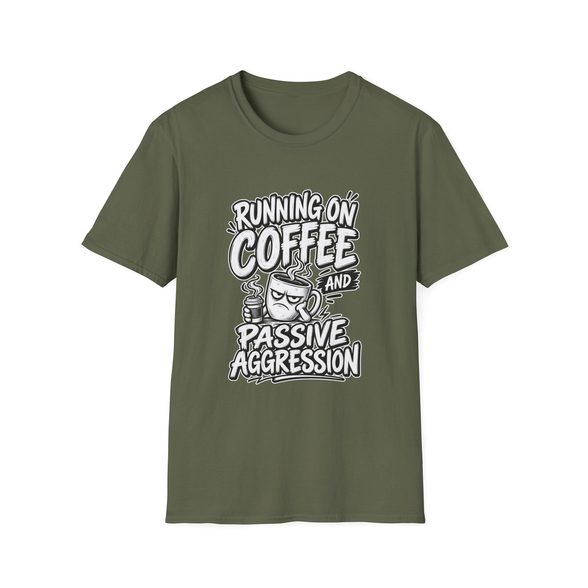 Funny Dark Humor Tshirt — Funny Office Tshirt Dark Humor Graphic Tee Unique Coworker Gift  RUNNING ON COFFEE AND PASSIVE AGGRESSION Shirt