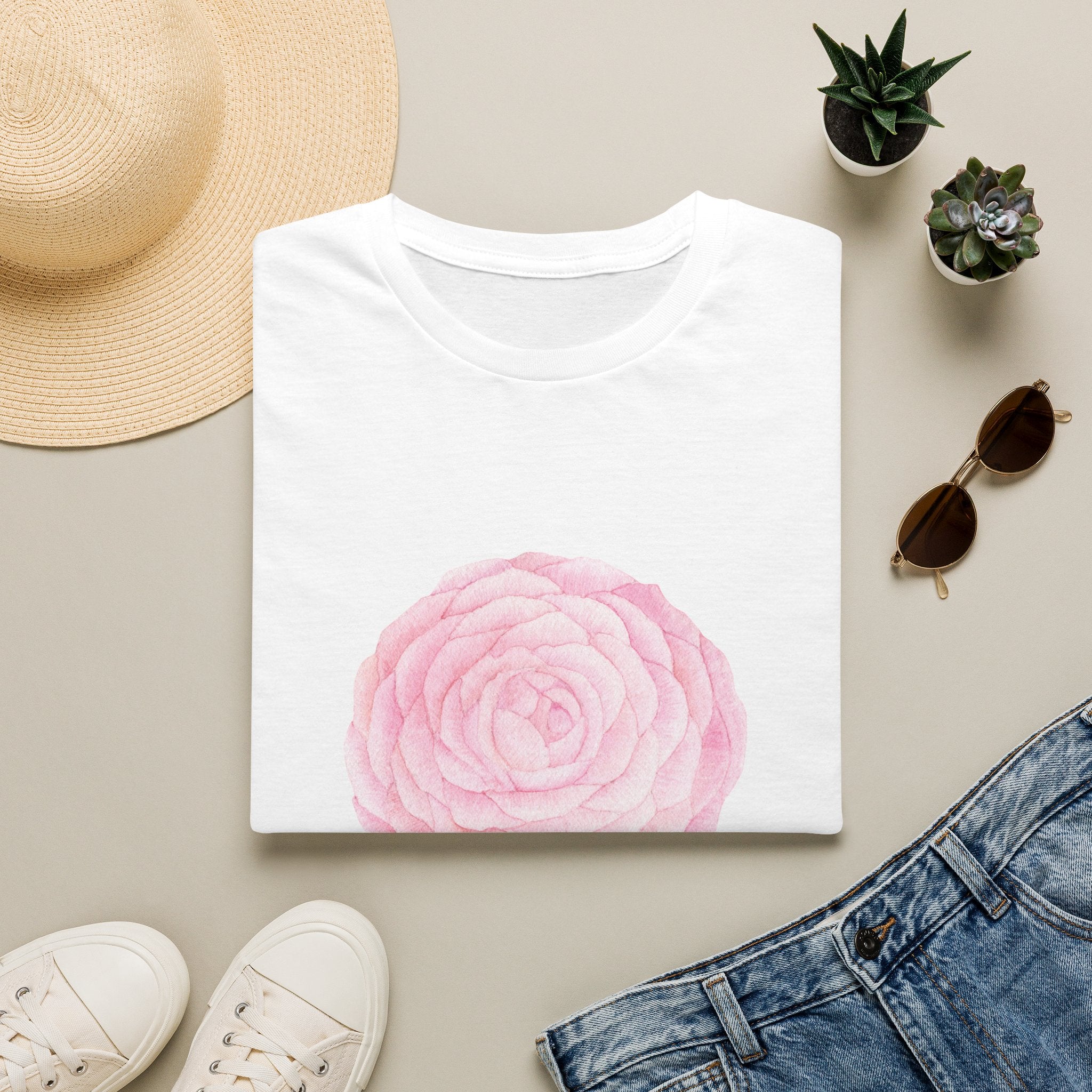 Tsubaki Japanese Camellia Unisex Softstyle T-Shirt Gift Cotton Japan Art Flower