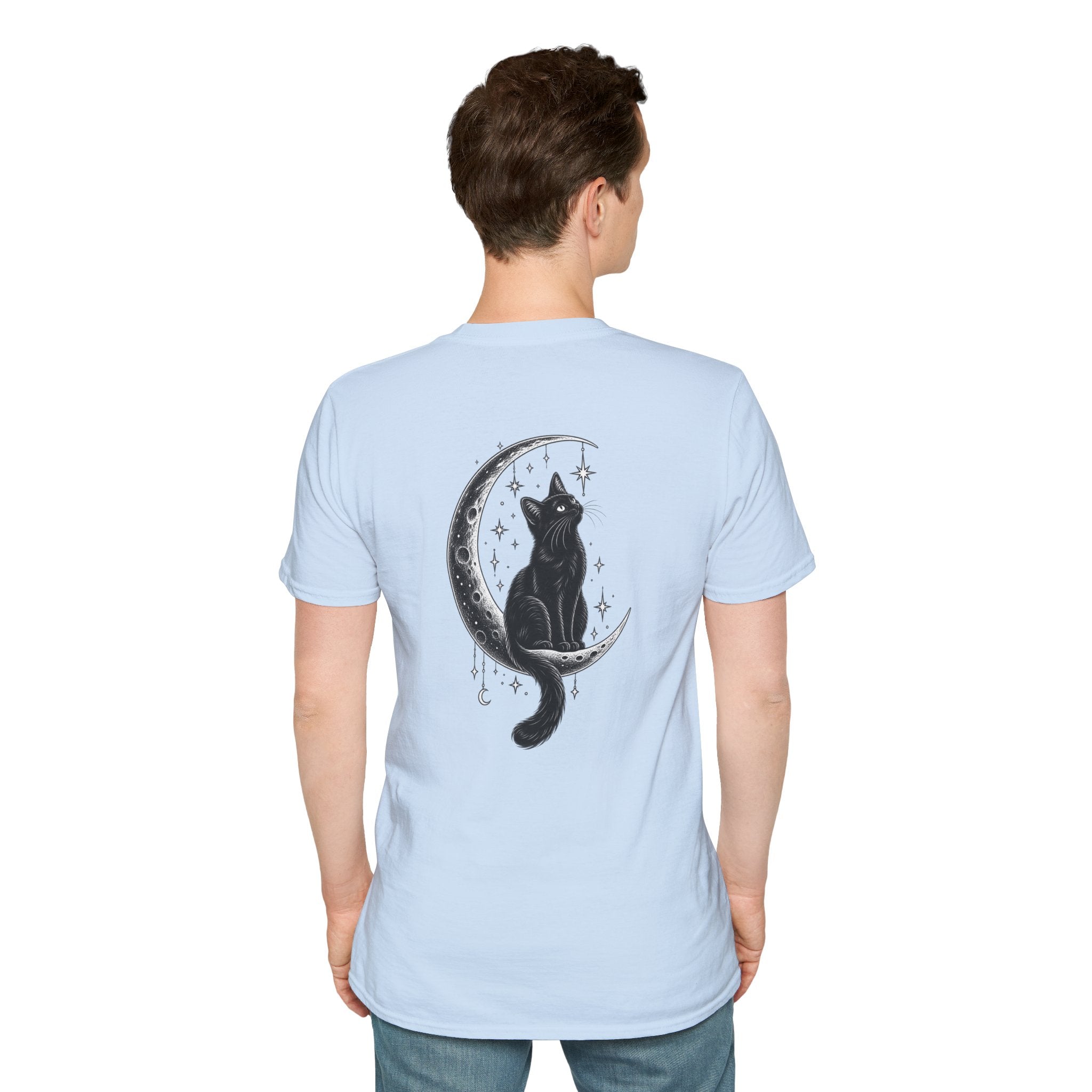Black Cat Shirt Moon Silhouette Minimalist Funny Cat Lover Graphic Tee Unique Gift Black Cat T shirt