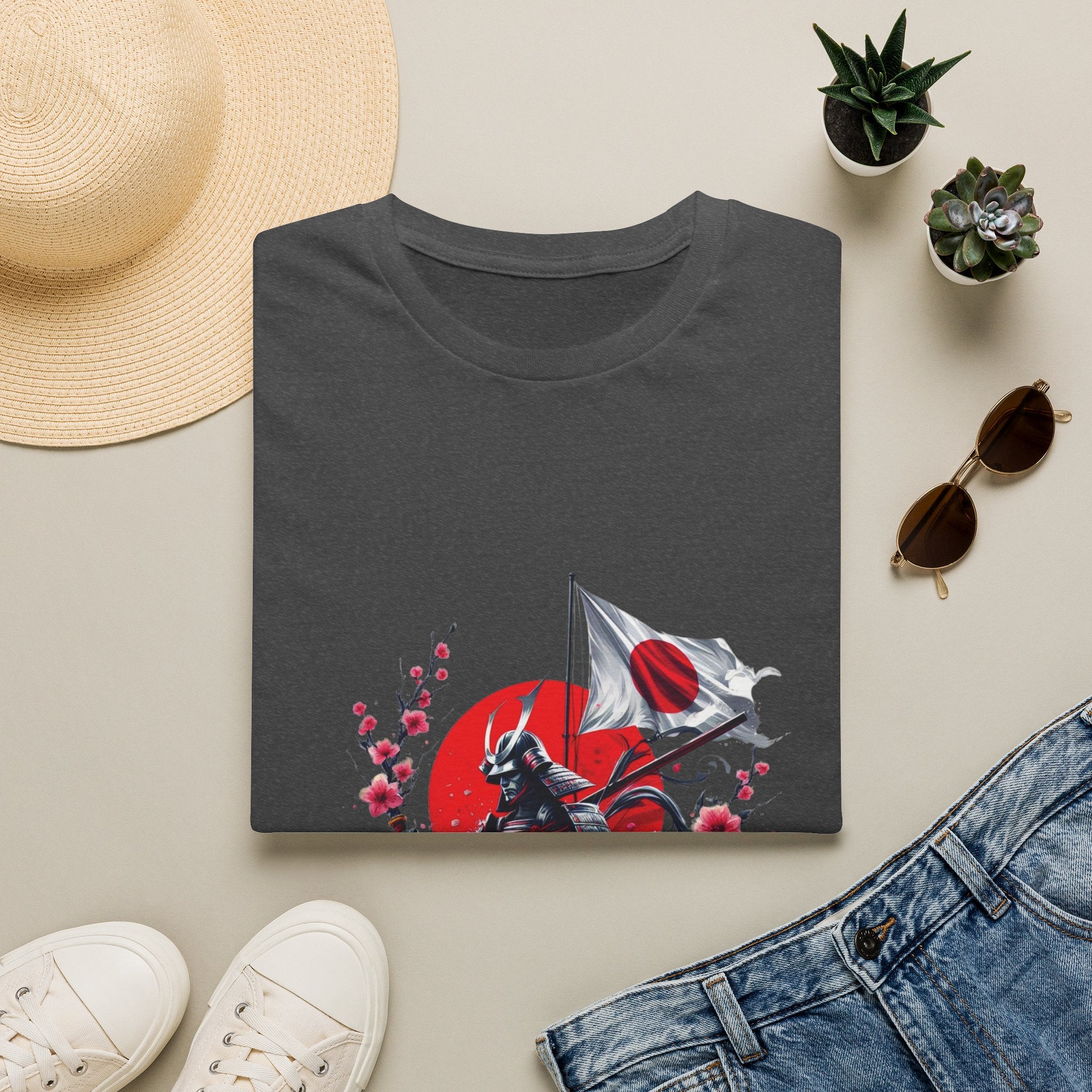 Japan Unisex Softstyle T-Shirt Japanese Art Sakura Samurai Cotton Gift Unique