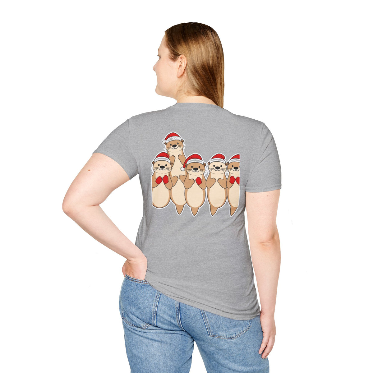 Christmas Otters Family T-Shirt | Cute Cartoon Holiday Design Unique Shirt Gift