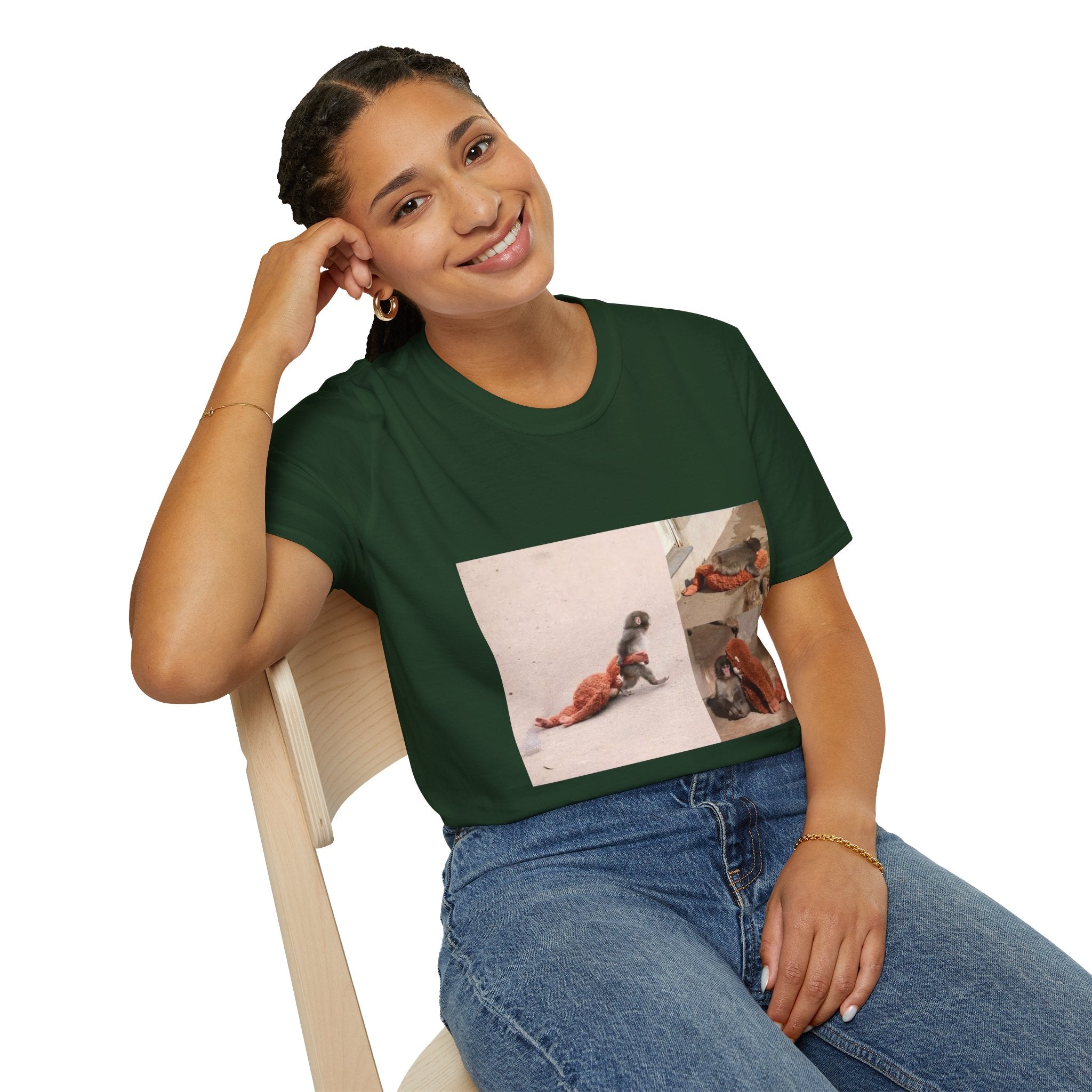 Funny Punch Monkey Viral Animal Tshirt Cute Trendy Unisex Softstyle T-Shirt Gift