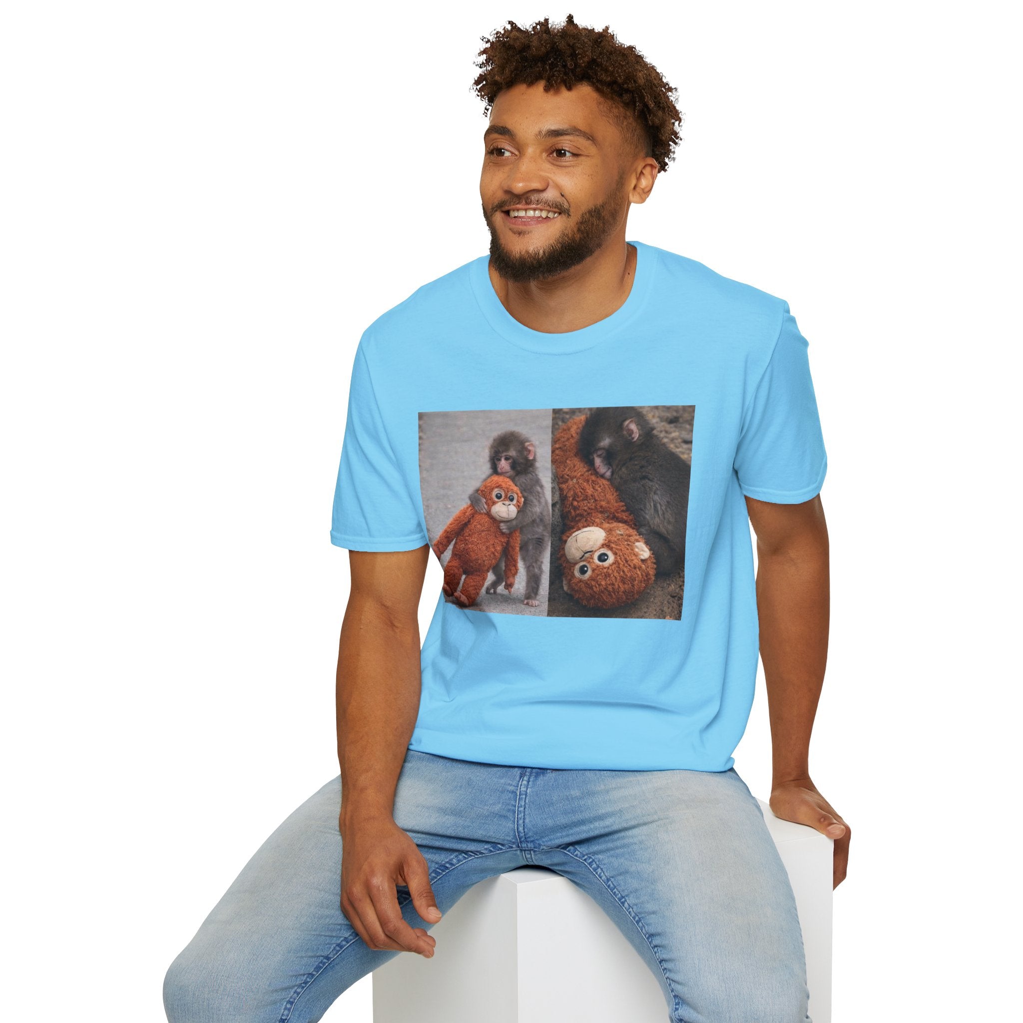 Funny Punch Monkey Viral Animal Tshirt Cute Trendy Unisex Softstyle T-Shirt Gift
