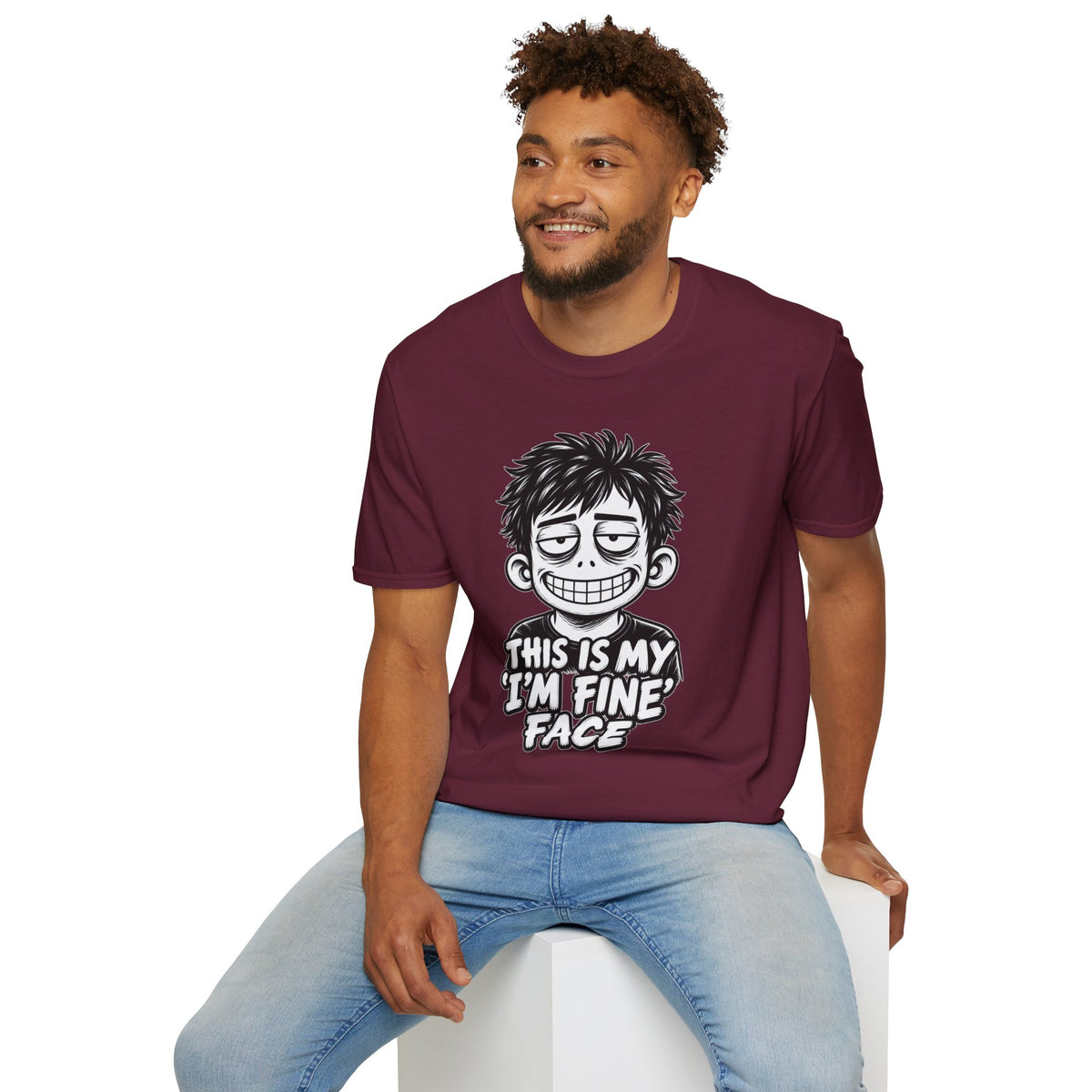 Funny Dark Humor Shirt This Is My I'm Fine Face Funny Office Tee Unique Gift