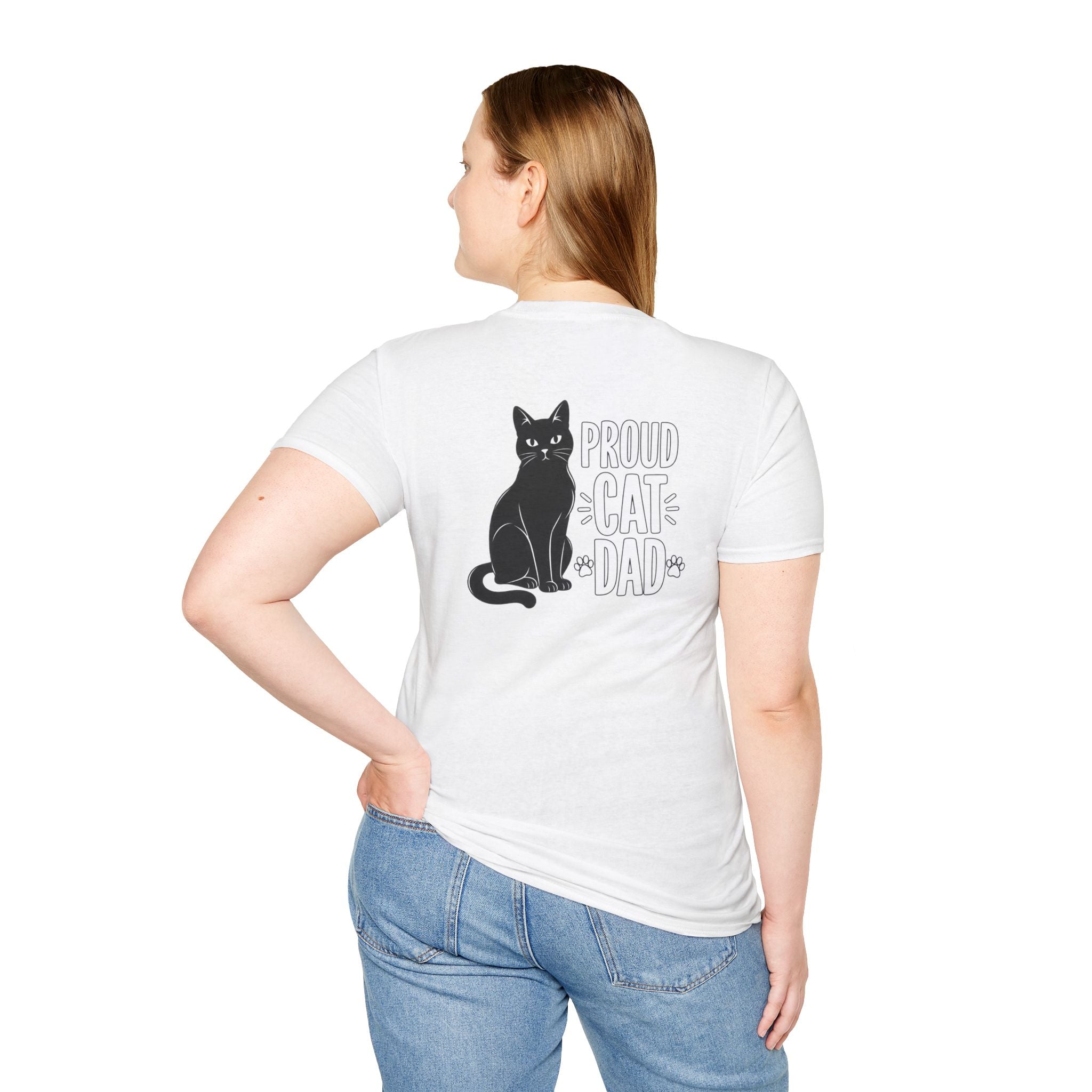 Cat Dad Shirt Proud Cat Dad Black Cat Silhouette Graphic Tee Unique Gift Funny Tshirt