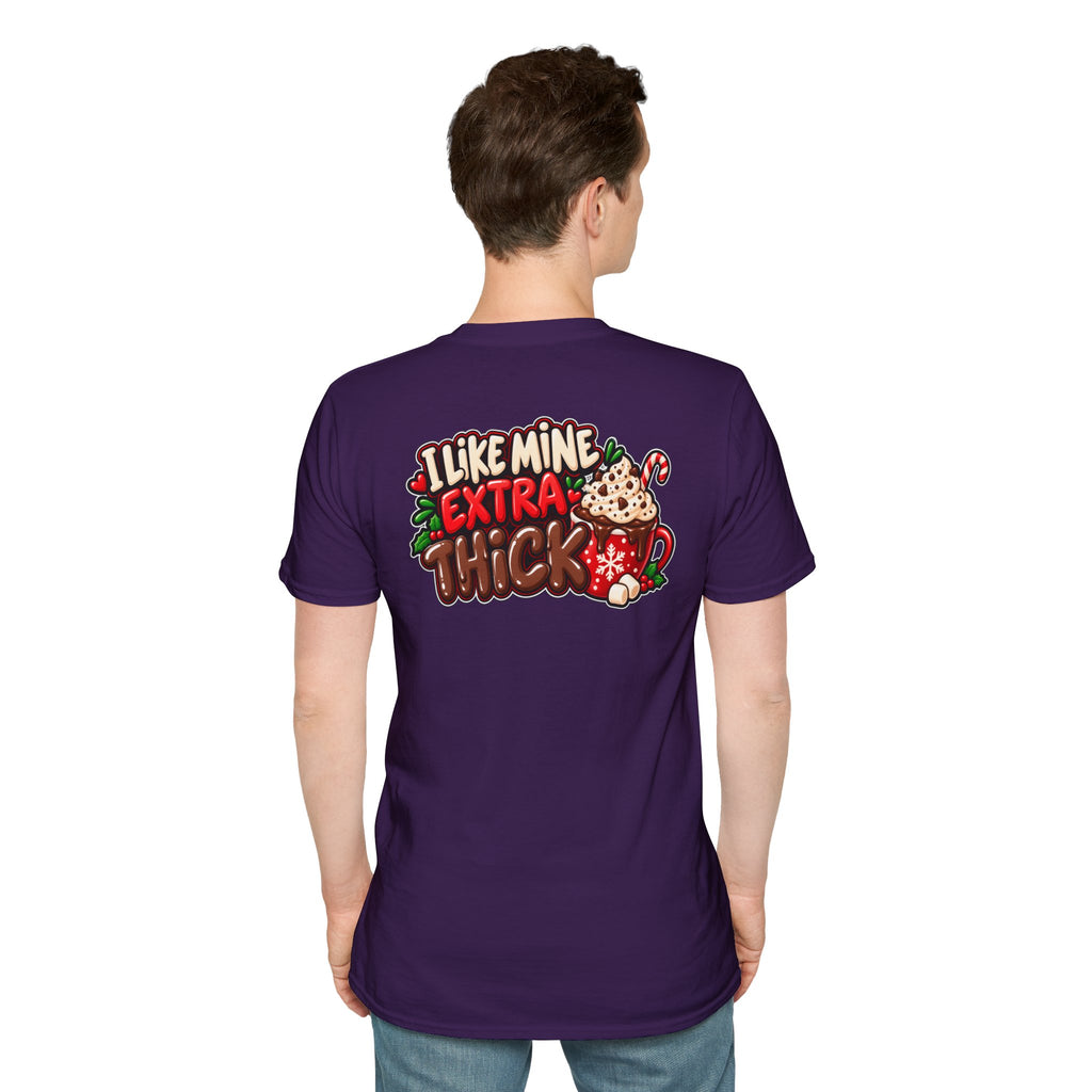 Funny Christmas Pun Tee Cheeky Holiday Shirt Dark Humor Funny Shirt I LIKE MINE EXTRA THICK T-Shirt Unique Gift