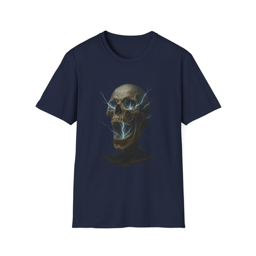 Funny Mens Electric Skull T-Shirt Classic Short Sleeve Shirt Apparel Clothing