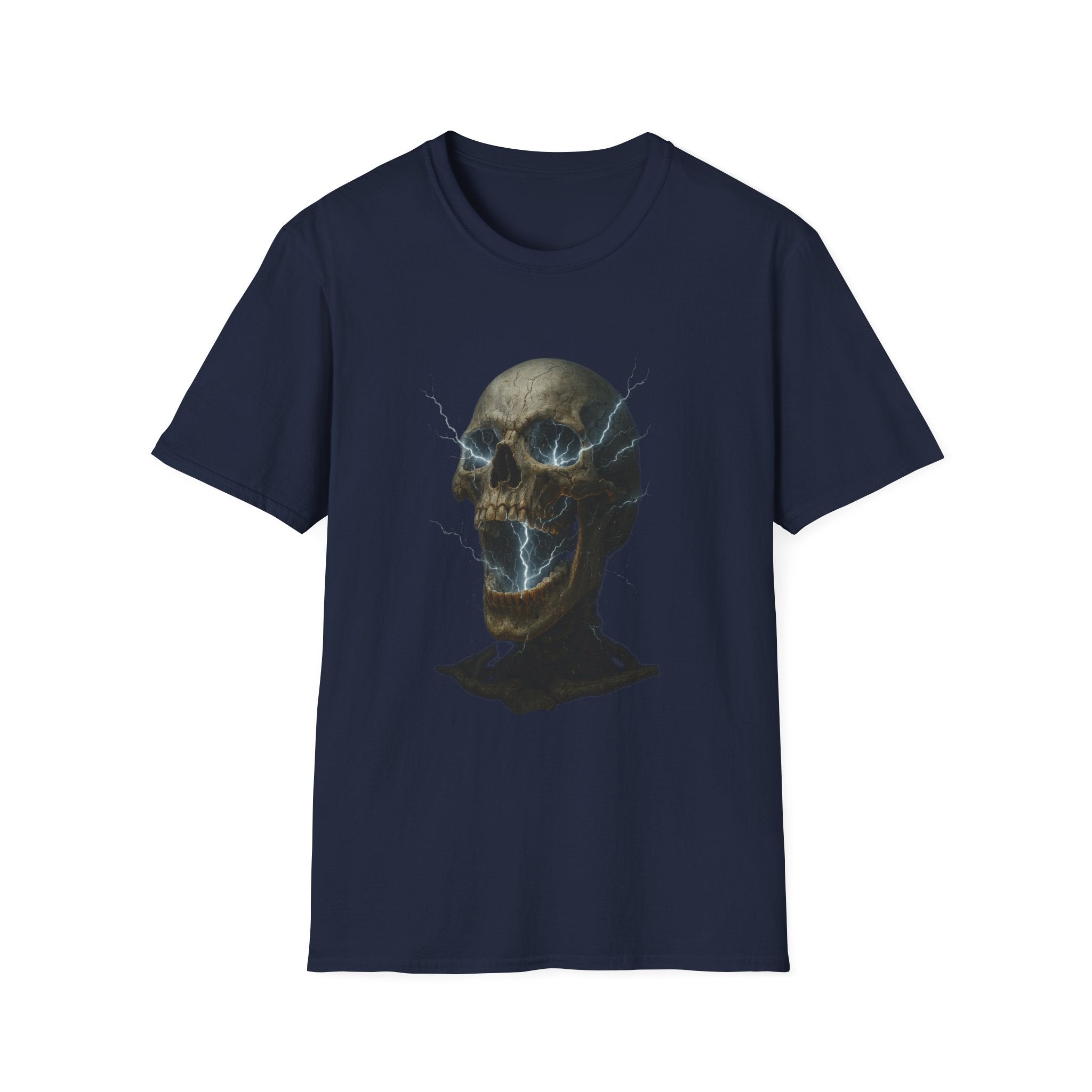Funny Mens Electric Skull T-Shirt Classic Short Sleeve Shirt Apparel Clothing