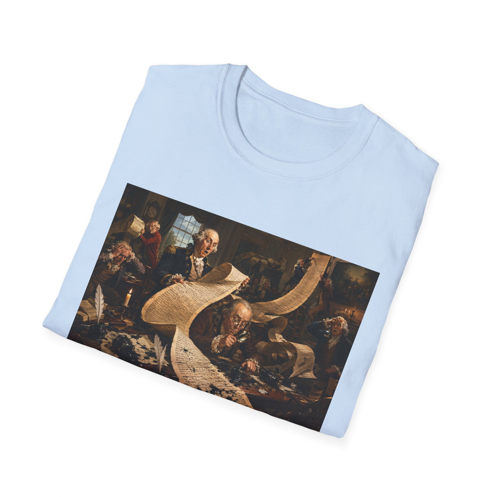 Funny USA Unisex Softstyle T-Shirt Giant Declaration Team Funny Patriotic T-Shirt United States of America Benjamin Franklin George Washington Tshirts