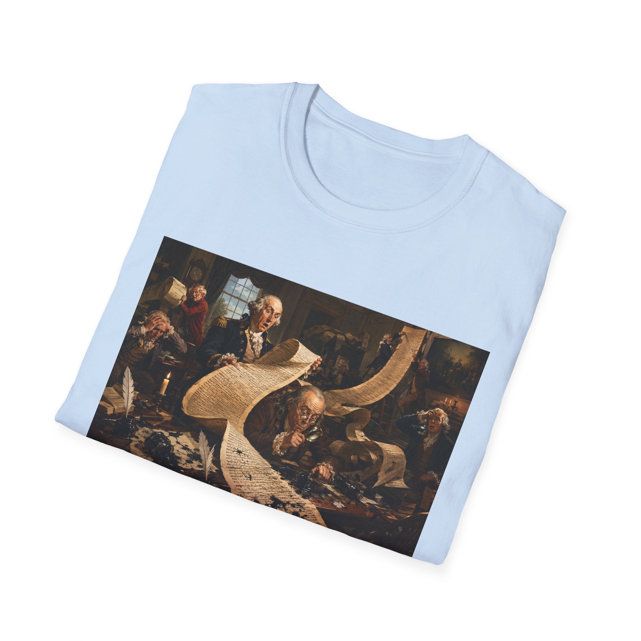 Funny USA Unisex Softstyle T-Shirt Giant Declaration Team Funny Patriotic T-Shirt United States of America Benjamin Franklin George Washington Tshirts