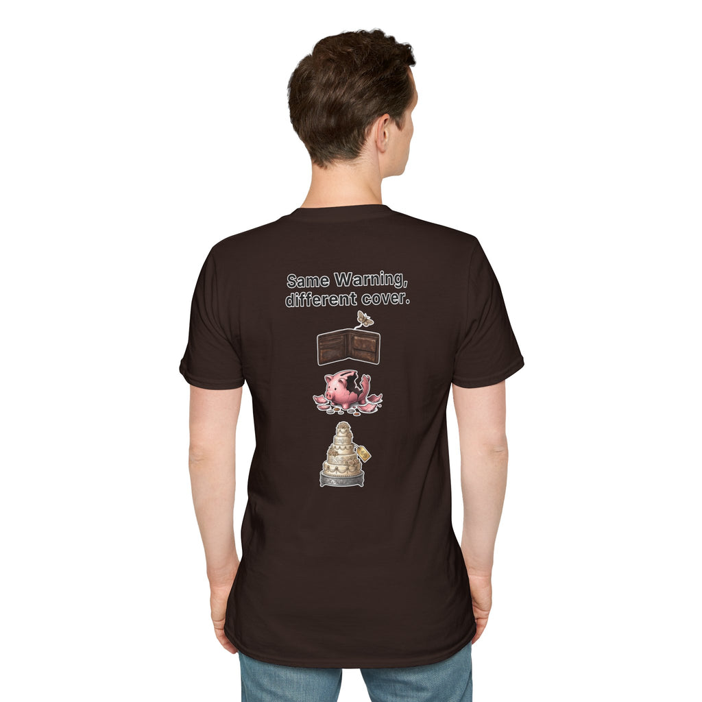Funny Marriage T-Shirt Same Warning Different Cover Broke Wallet Wedding Humor Shirt Groom Bachelor Party Tee