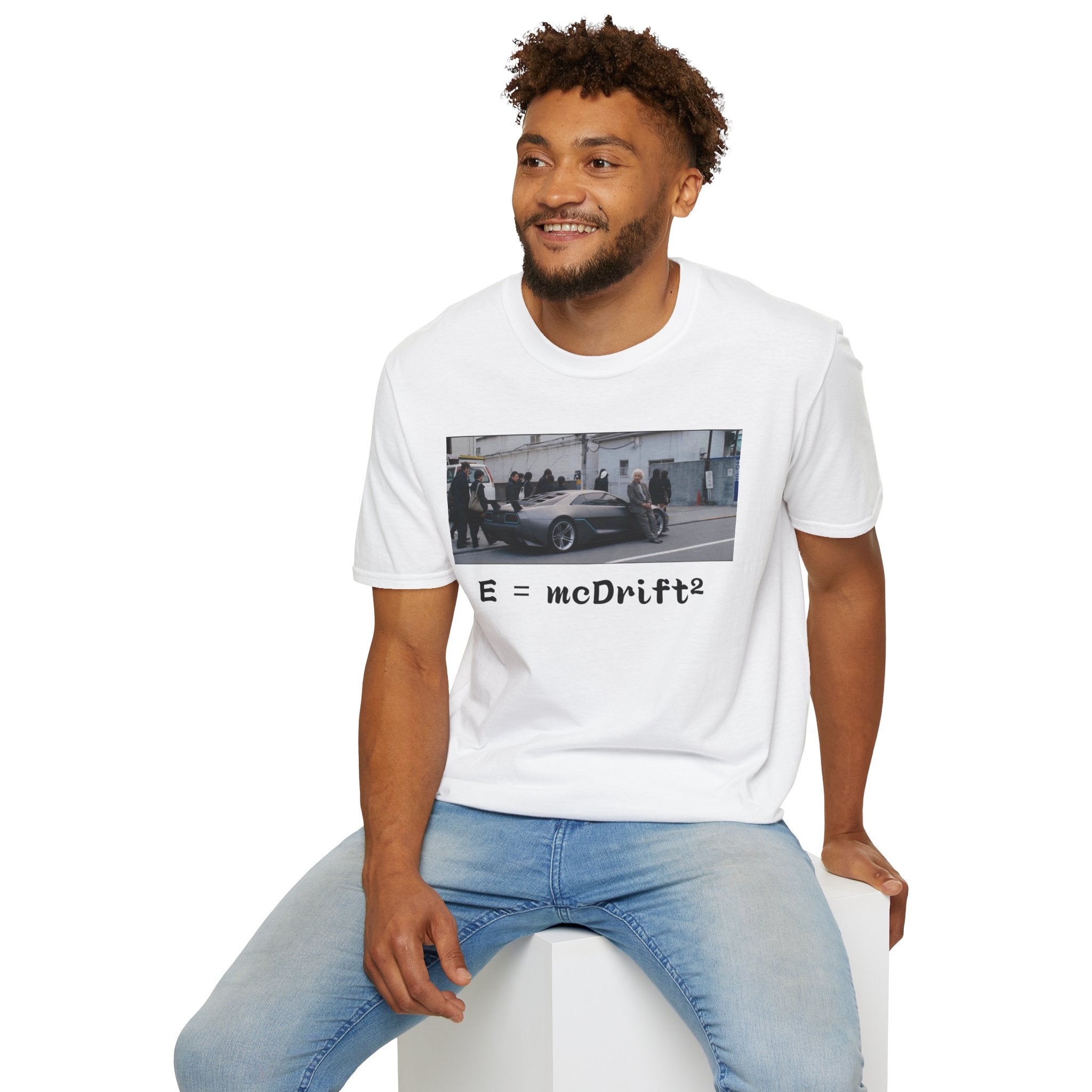 Funny Einstein Drift T-Shirt Speed Racing Car Unisex Softstyle TShirt Gift Men