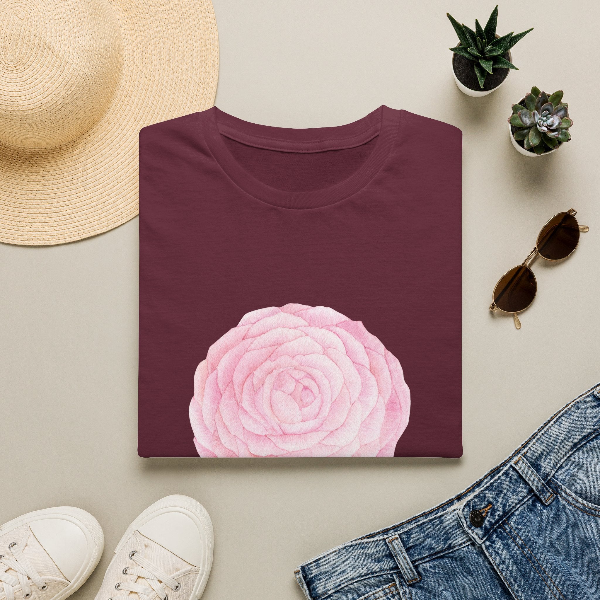 Tsubaki Japanese Camellia Unisex Softstyle T-Shirt Gift Cotton Japan Art Flower