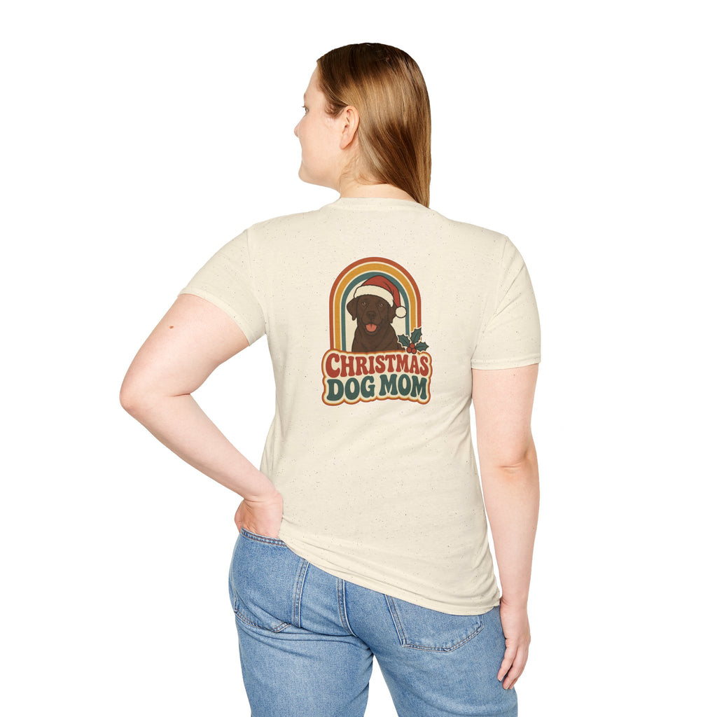 Retro Christmas Dog T-Shirt Christmas Dog Mom Vintage Dog Lover Shirt Unisex Softstyle Tee Christmas Gift