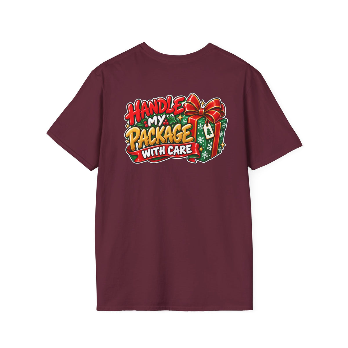 Funny Christmas Pun Tee Cheeky Holiday Shirt Dark Humor Funny Shirt HANDLE MY PACKAGE WITH CARE T-Shirt Unique Gift