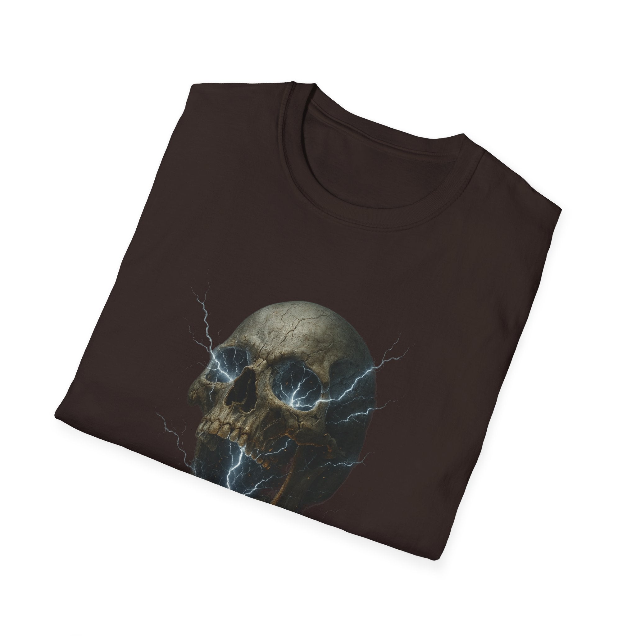 Funny Mens Electric Skull T-Shirt Classic Short Sleeve Shirt Apparel Clothing